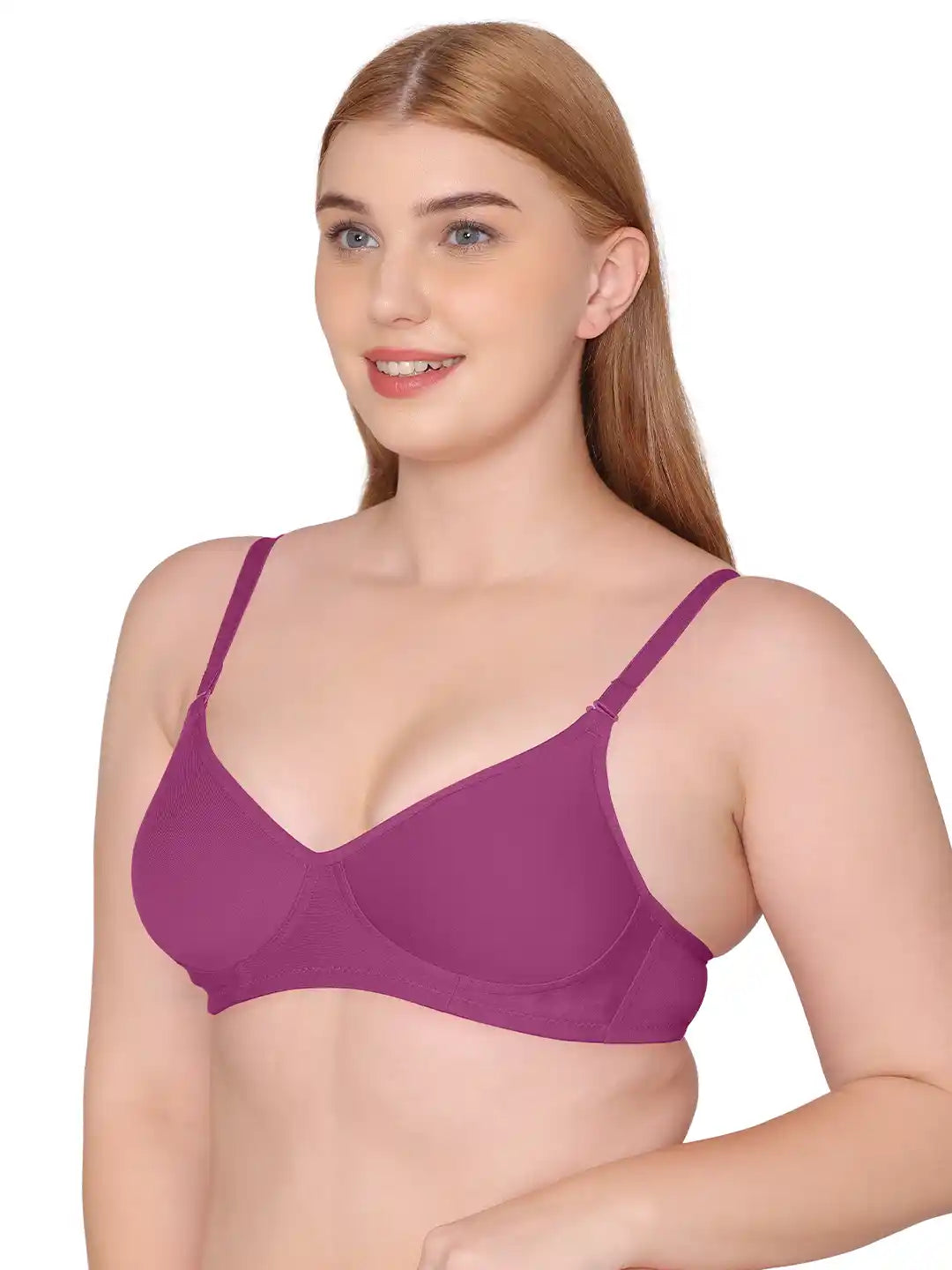 Sushme Lightly Padded Super Soft Bra - Cotton Rich - Full Coverage, Multiway Straps, Wireless, Seamless- T-Shirt Bra (Sushme 611-MG)