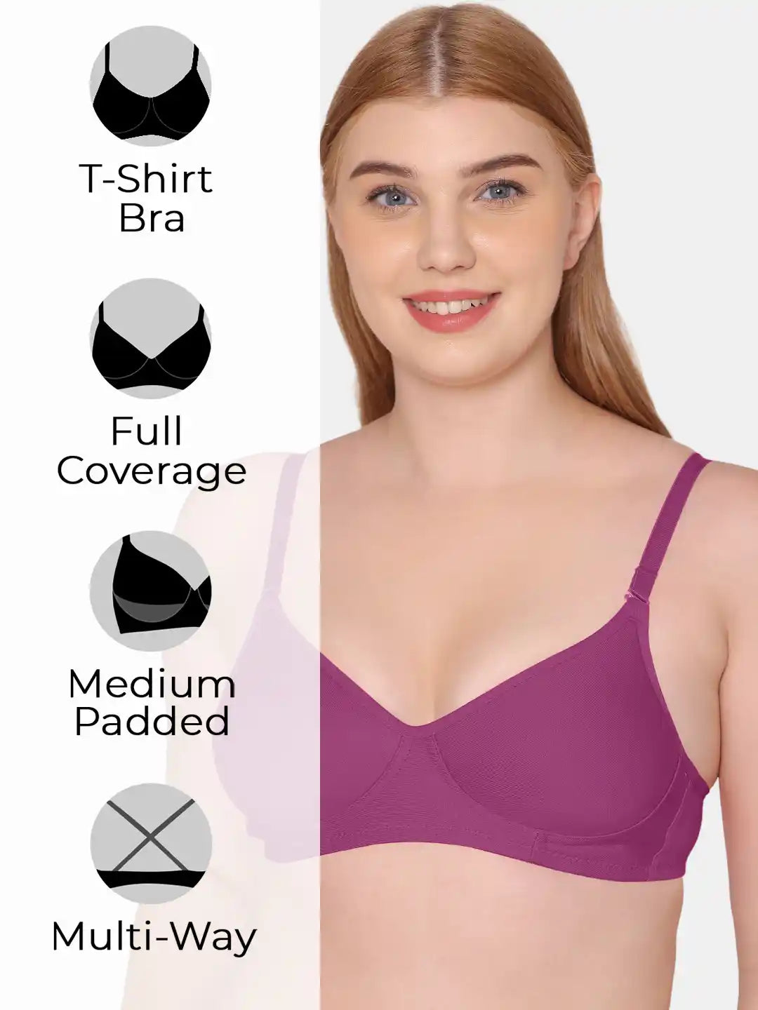 Sushme Beginners Sports Bra - Non Padded - Racer Back - Broad Strap - Full Coverage - Wirefree, Seamless T-Shirt Bra (Sushme 1301-MG)