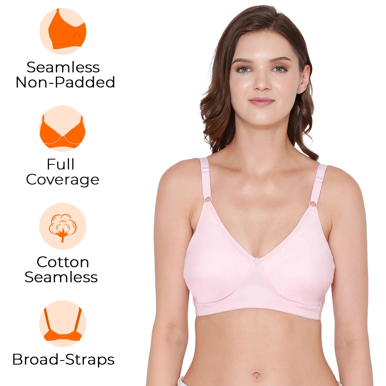 Sushme Minimiser Bra - Everyday Fit - Non Padded - Cotton Rich - Full Coverage - Wirefree - Adjustable Regular Straps - Seamed Bra (Sushme SS-03-PK)