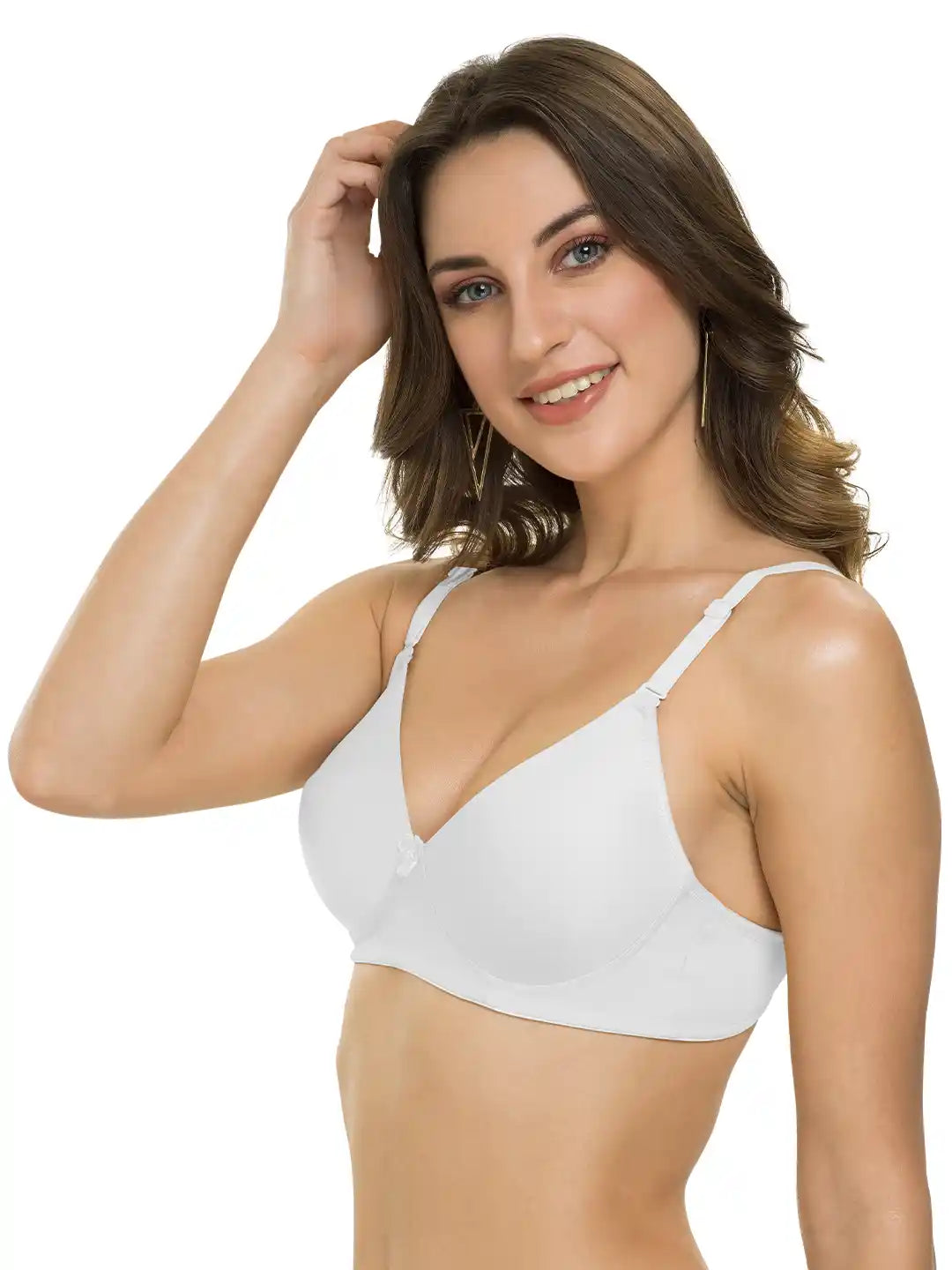 Sushme Lightly Padded Bra - Cotton Rich - Seamless, Full Coverage, Multiway Straps, Wirefree Everyday T-Shirt Bra (Sushme-1570-OFFW)