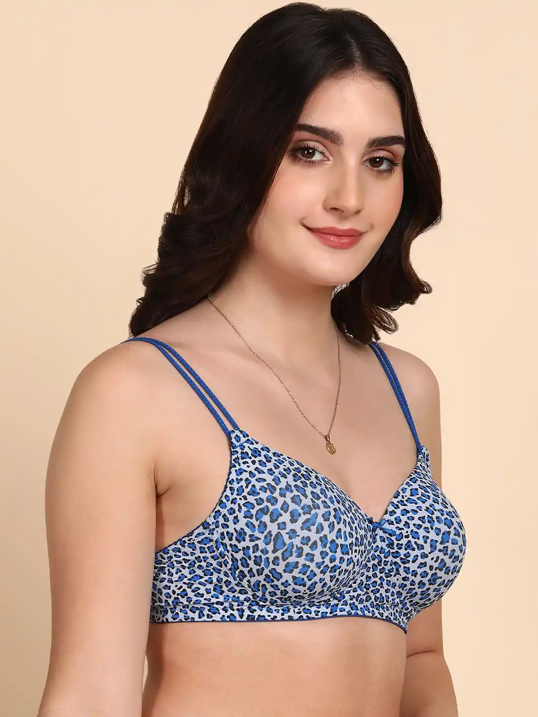 Sushme Backless Transparent Back Bra - Lightly Padded - Soft Polyamide Fabric - Seamless, Full Coverage, Multiway Straps - T-Shirt Bra (Sushme 19206-PRINTED)