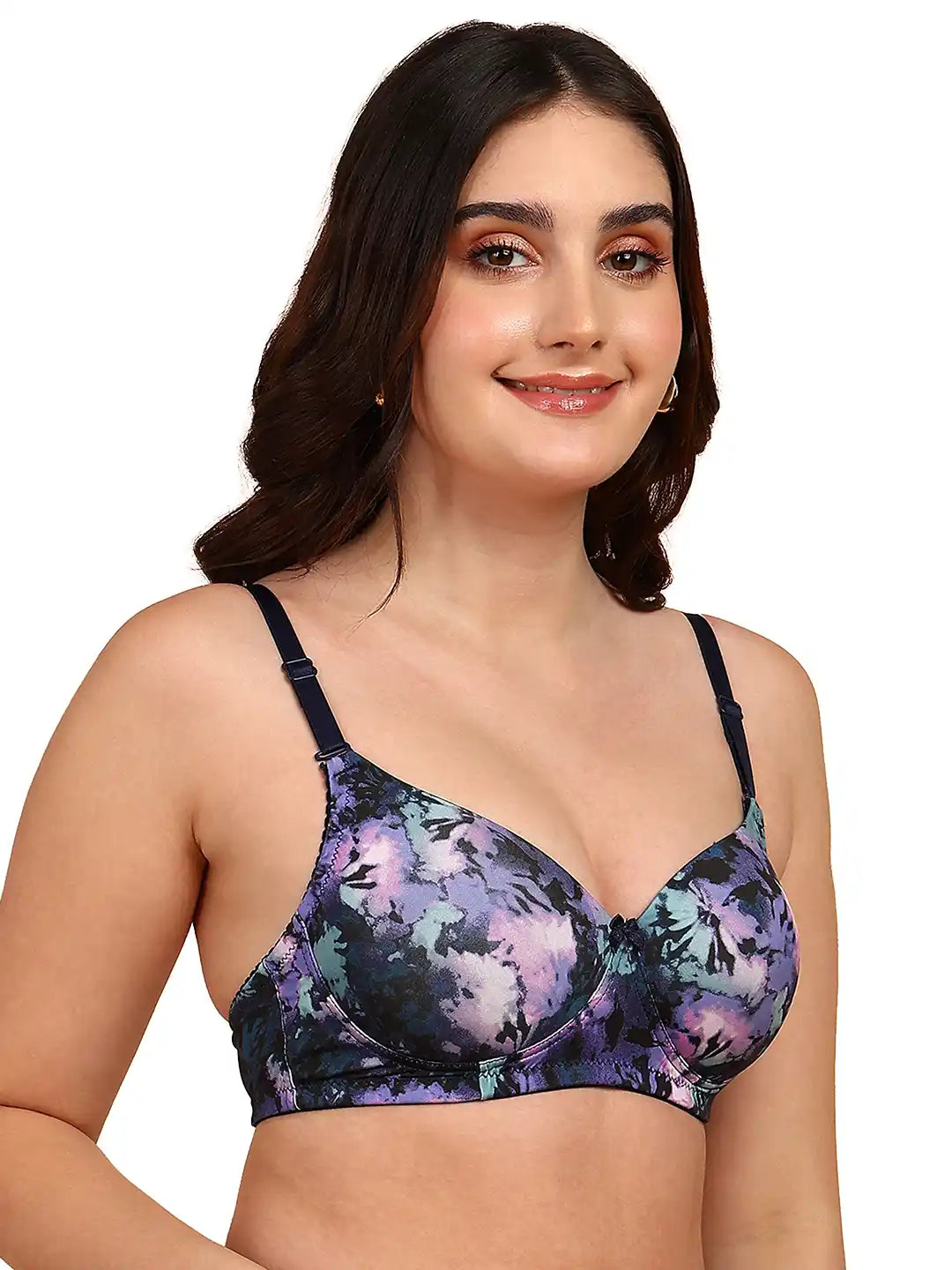 Sushme Backless Transparent Back Bra - Lightly Padded - Soft Polyamide Fabric - Seamless, Full Coverage, Multiway Straps - T-Shirt Bra (Sushme 19955-PRINTED)
