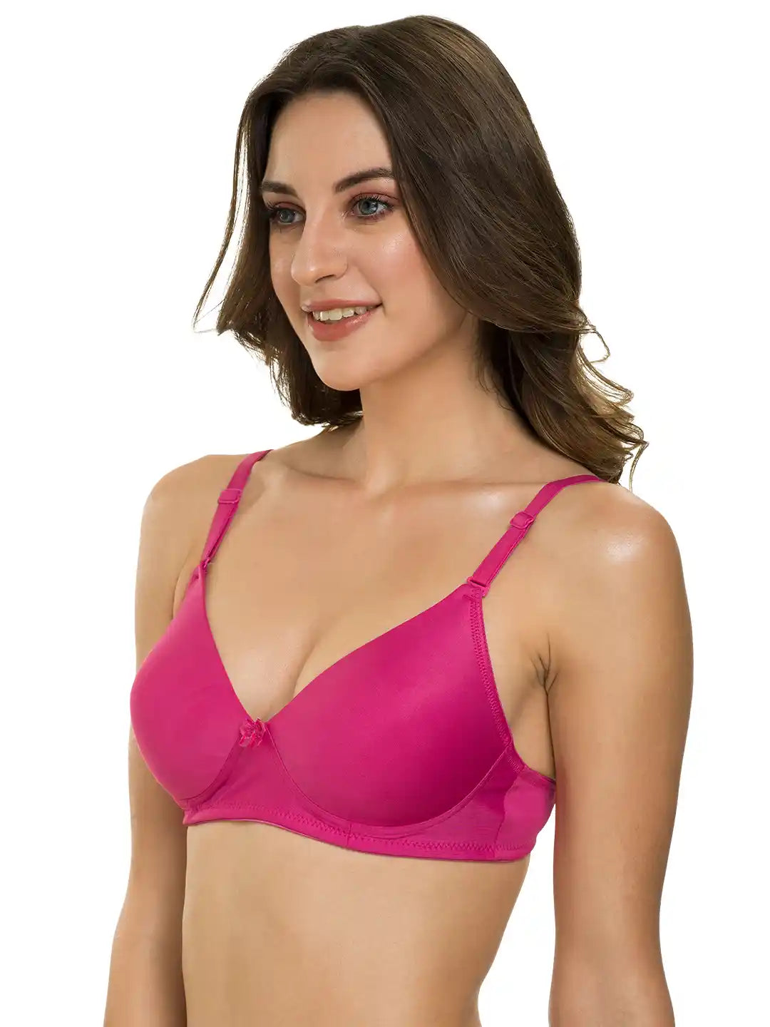 Sushme Heavily Padded Semi Push-Up Bra - Soft Polyamide Fabric - 3/4th Coverage, Wireless, Multiway Straps, Seamless - Everyday T-Shirt Bra (Sushme-199-DPK)