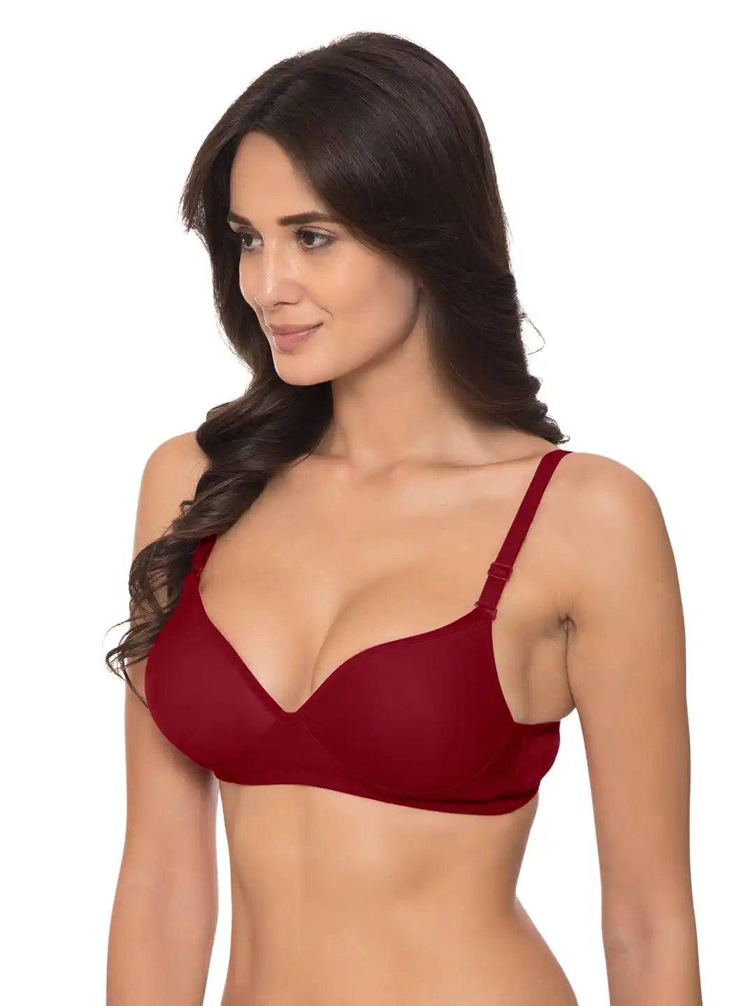 Sushme Heavily Padded Push-Up Bra - Cotton Rich - Balconette - 3/4th Coverage, Seamless, Wireless, Multiway Straps - T-Shirt Bra (Sushme 15-WIN)