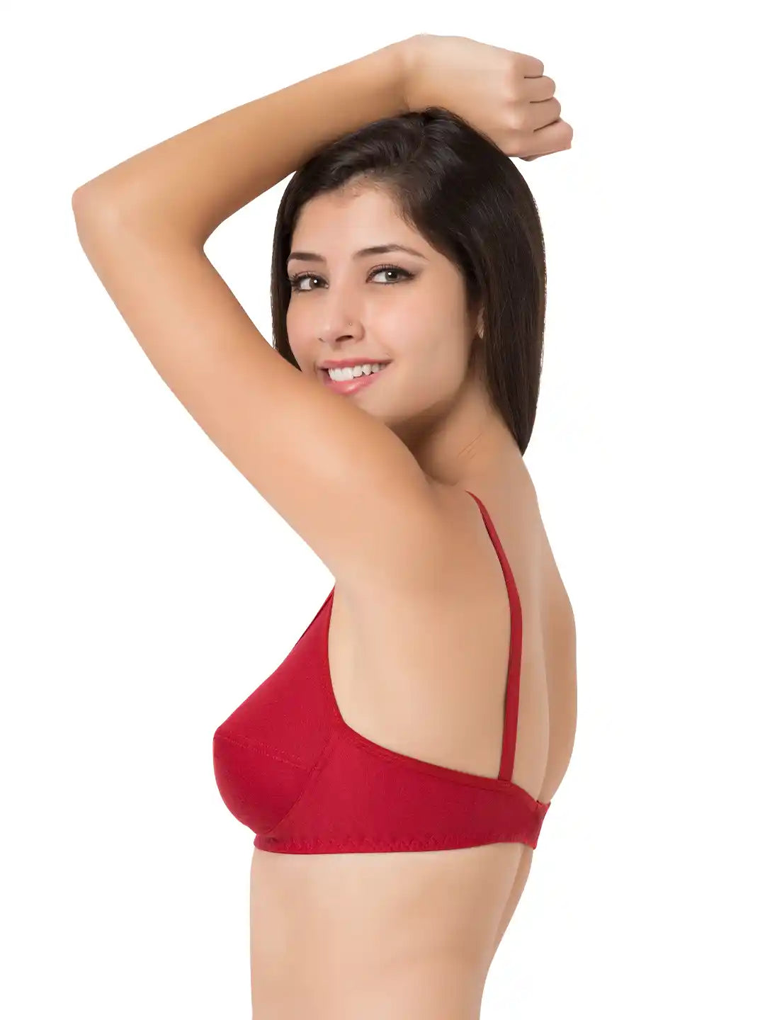 Sushme 100% Cotton Minimizer Bra - Non-Padded - Full Coverage - Regular Straps, Wireless - Seamed Bra (Sushme 35-RD)