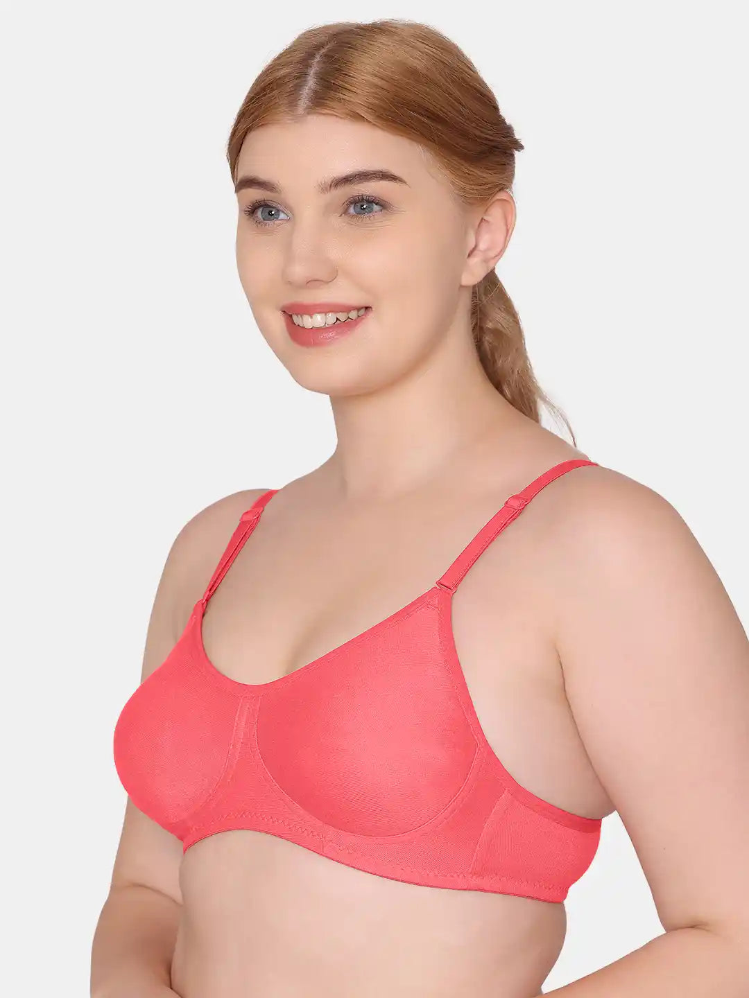 Sushme Non Padded Single Hook Bra - Cotton Rich Fabric - Full Coverage, Multiway Straps, Wirefree, Seamless T-Shirt Bra (Sushme-285-CRL)