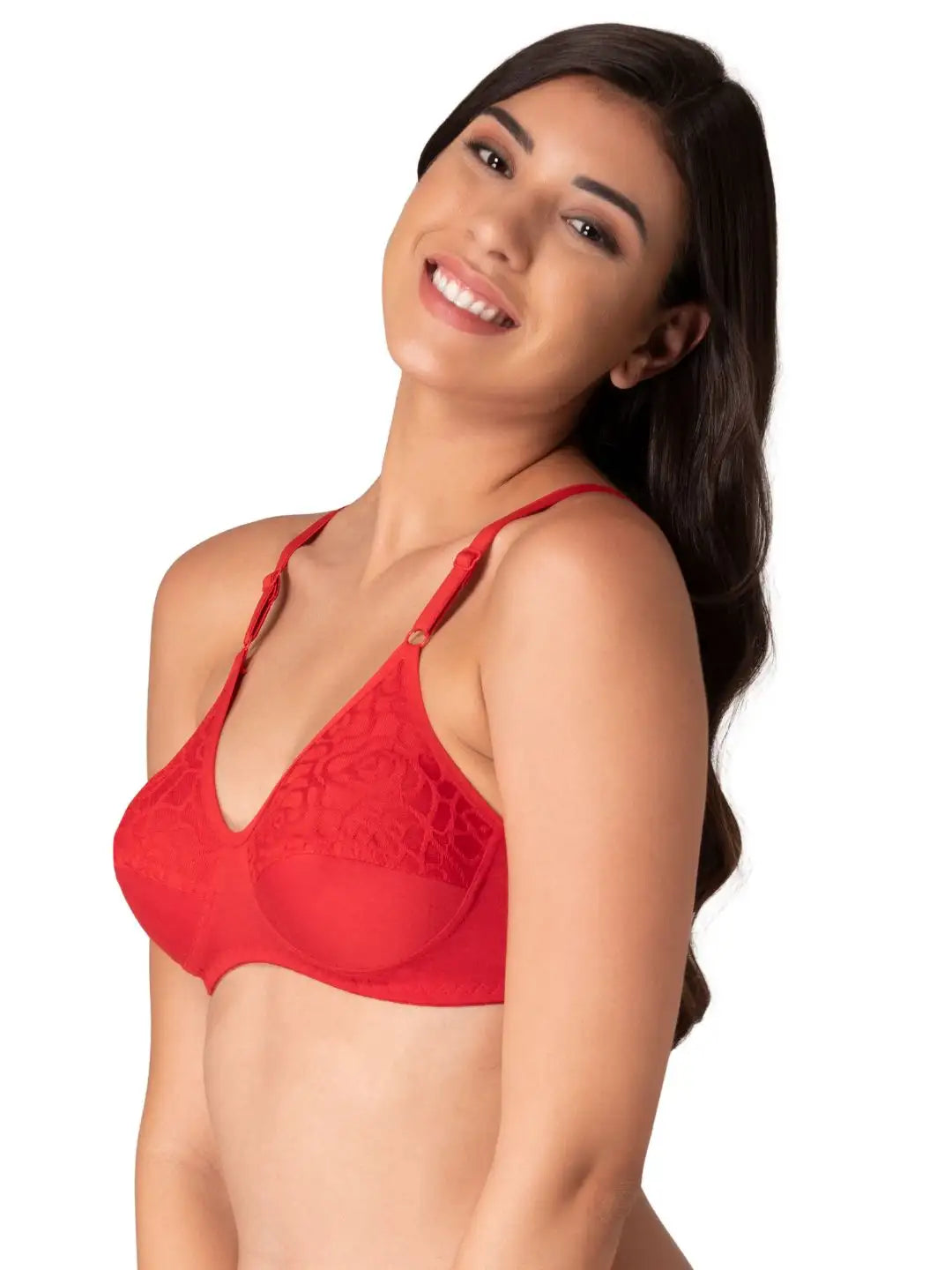 Sushme Bridal Pretty Lace Bra - Non-Padded - Cotton Rich - Full Coverage, Wireless, Seamed Bra (Sushme 8004)