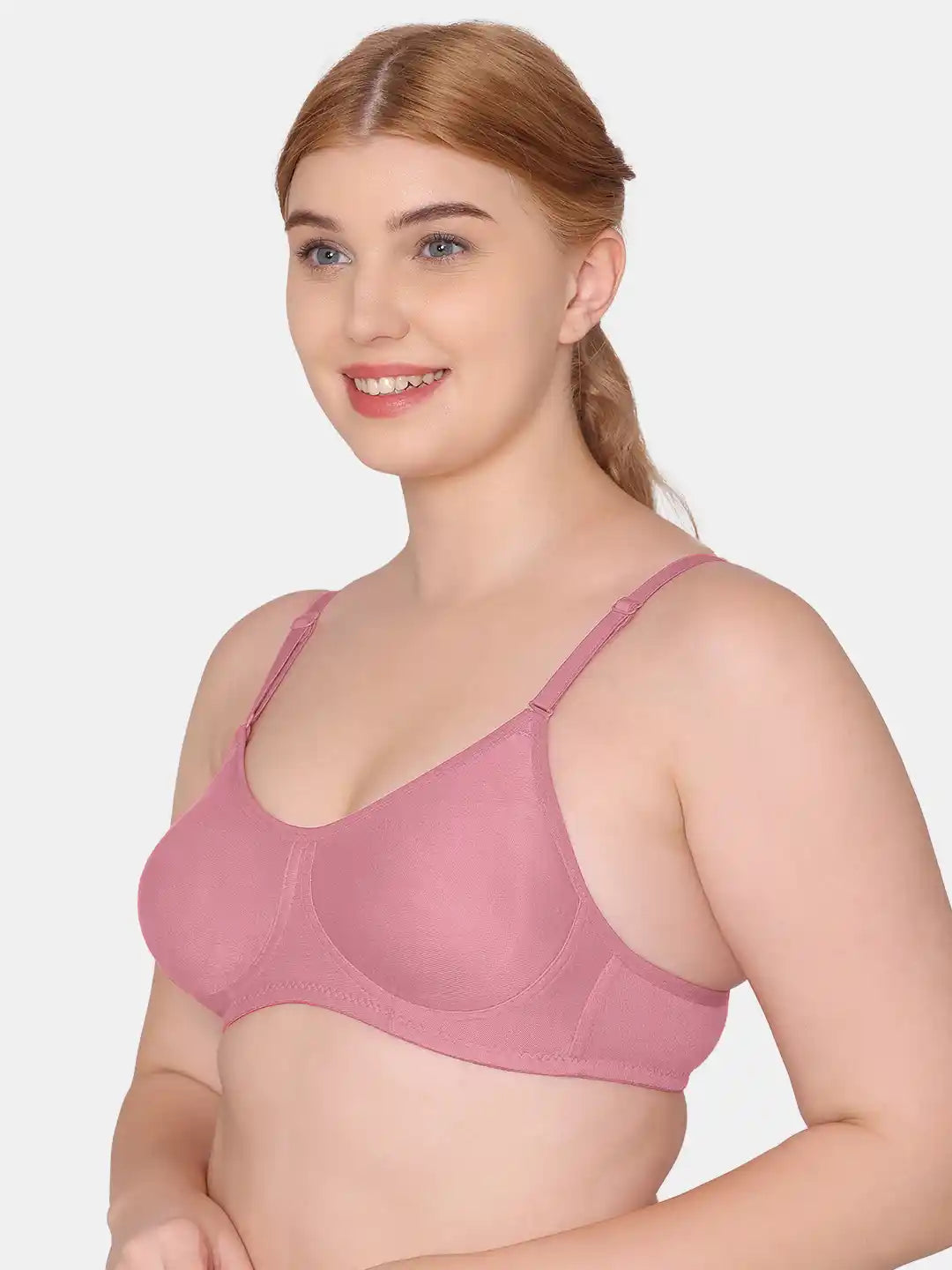 Sushme Non Padded Single Hook Bra - Cotton Rich Fabric - Full Coverage, Multiway Straps, Wirefree, Seamless T-Shirt Bra (Sushme-285-PLM)