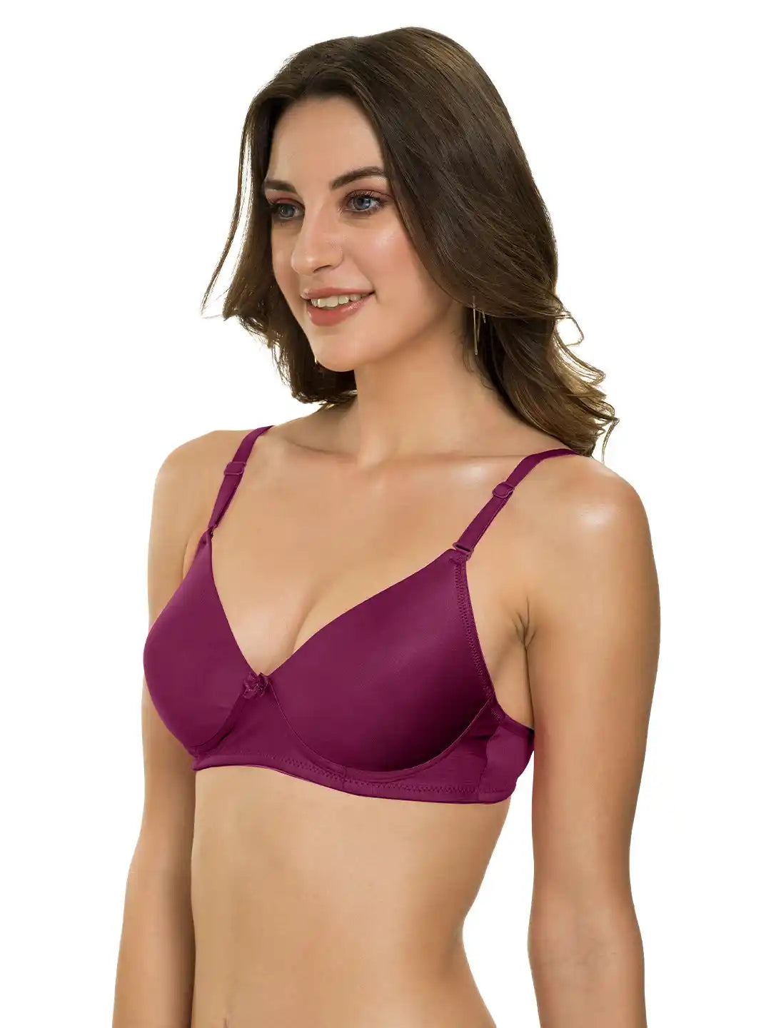 Sushme Lightly Padded Bra - Cotton Rich - Seamless, Full Coverage, Multiway Straps, Wirefree Everyday T-Shirt Bra (Sushme-1570-MG)