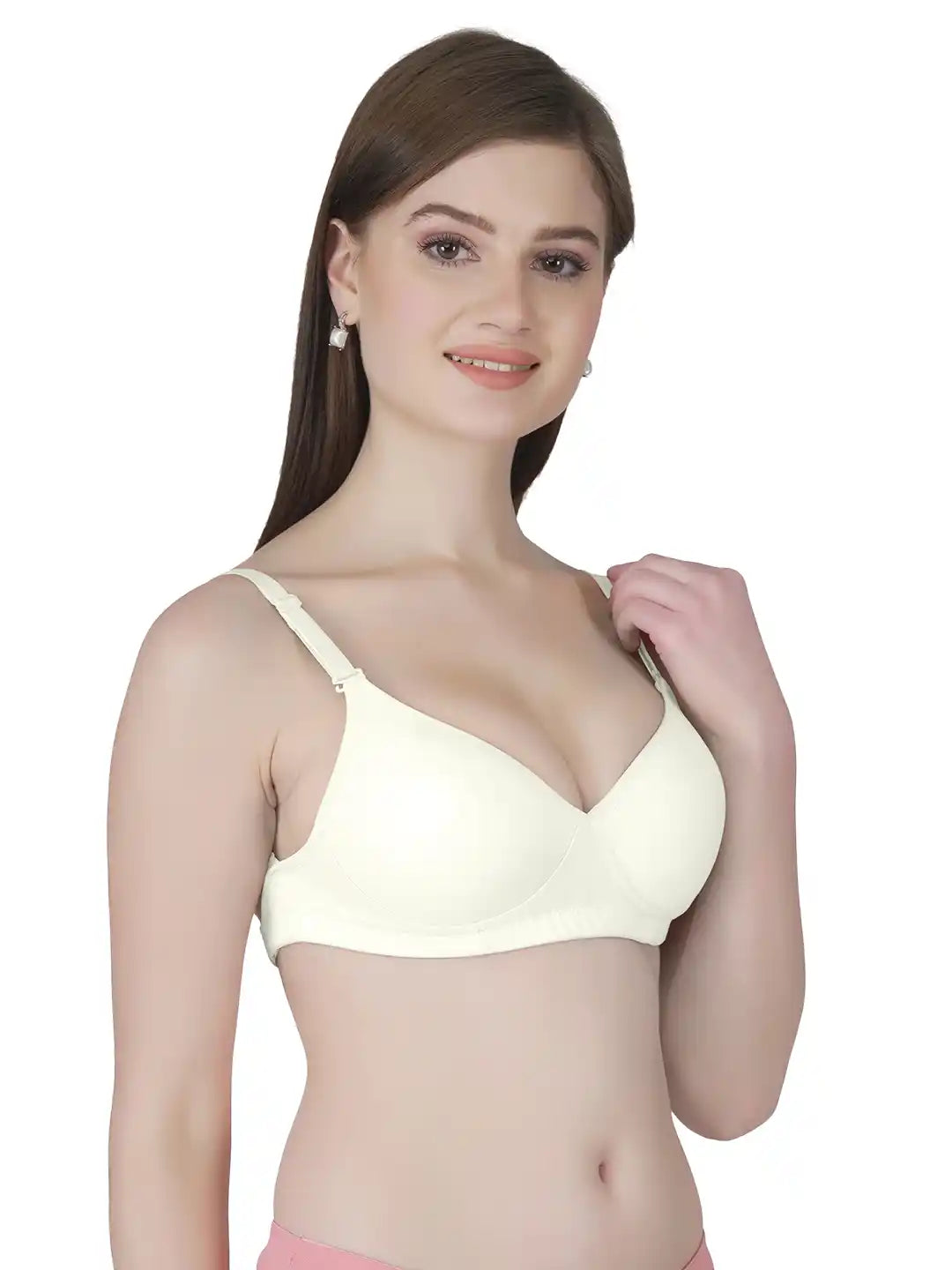 Sushme Transparent Lightly Padded Backless Bra - Cotton Rich - Seamless, Full Coverage, Multiway Straps - T-Shirt Bra (Sushme 516-OFFW)