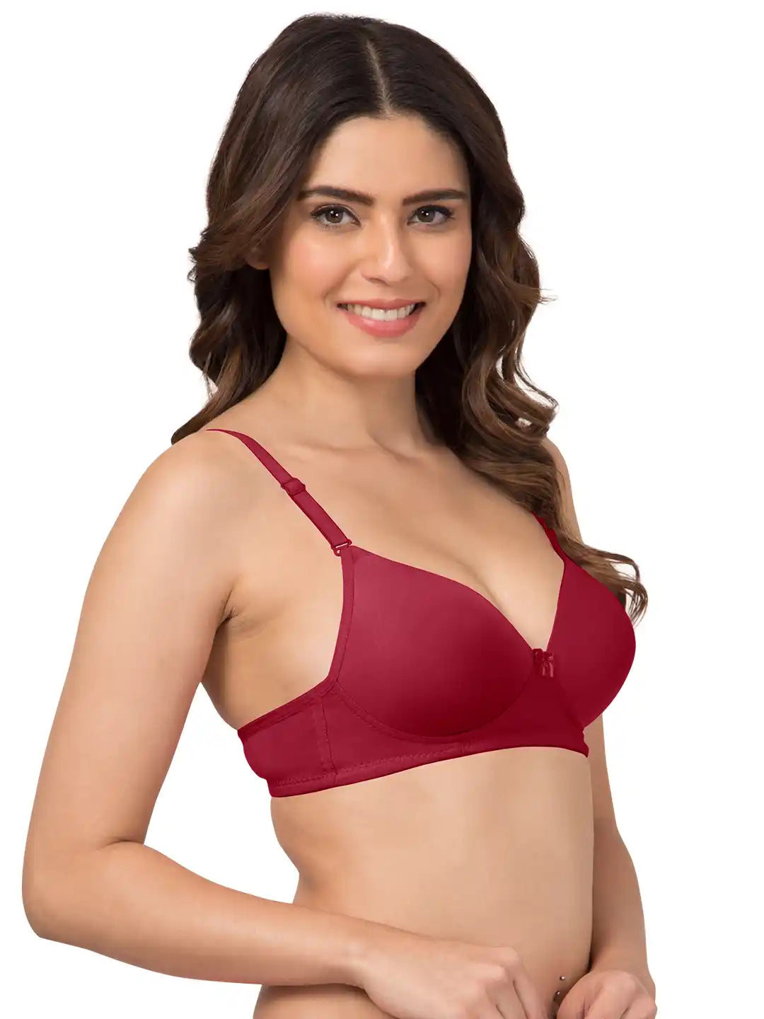 Sushme Lightly Padded Bra - Cotton Rich - Seamless, Full Coverage, Multiway Straps, Wirefree Everyday T-Shirt Bra (Sushme-1570-MRN)
