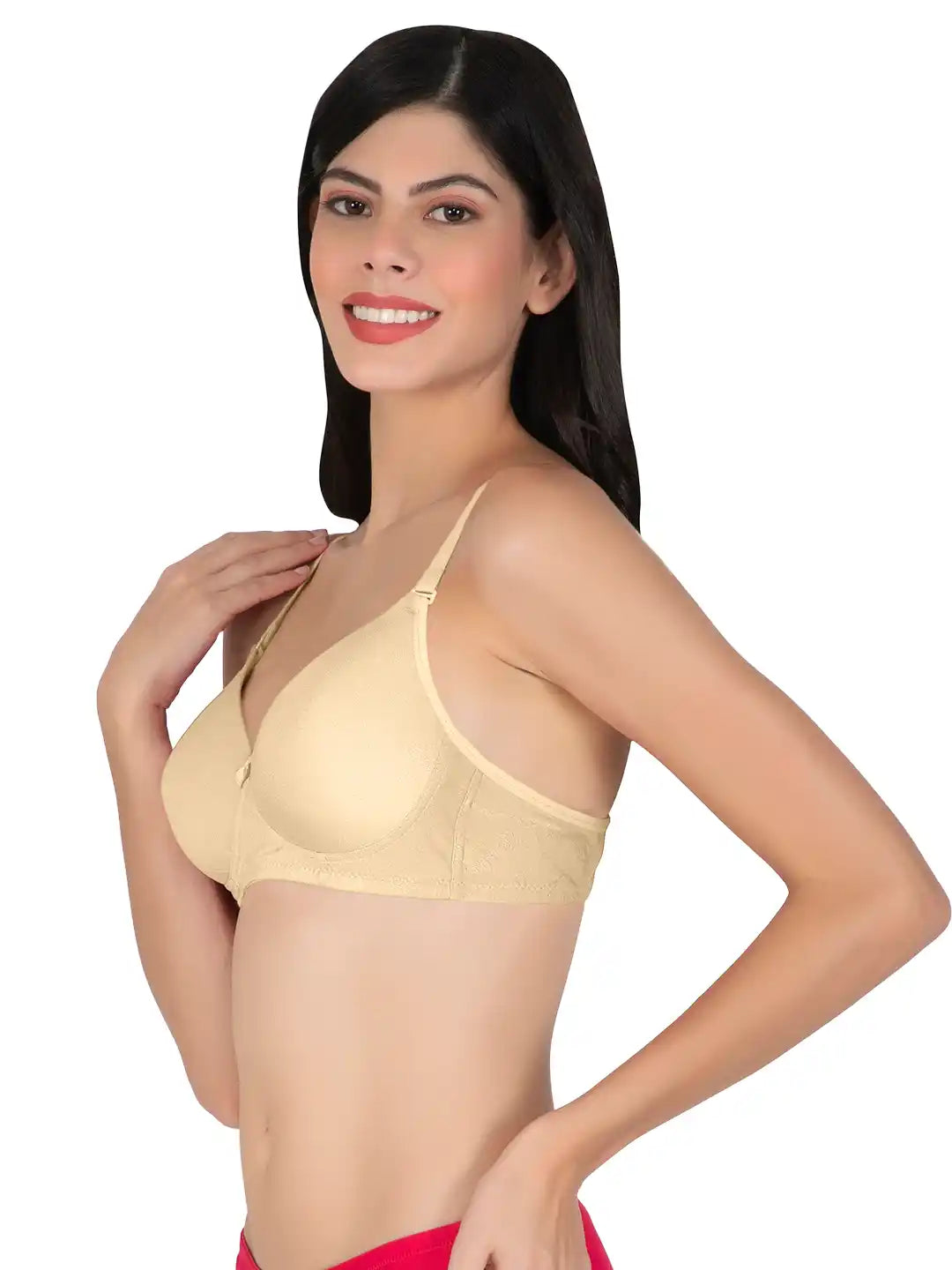 Tweens Women's Lightly Padded Full Coverage Designer Lace Bra- Available in B & C Cup Sizes, Wirefree, Rash-Free Straps (SUSHME 2509-SK)