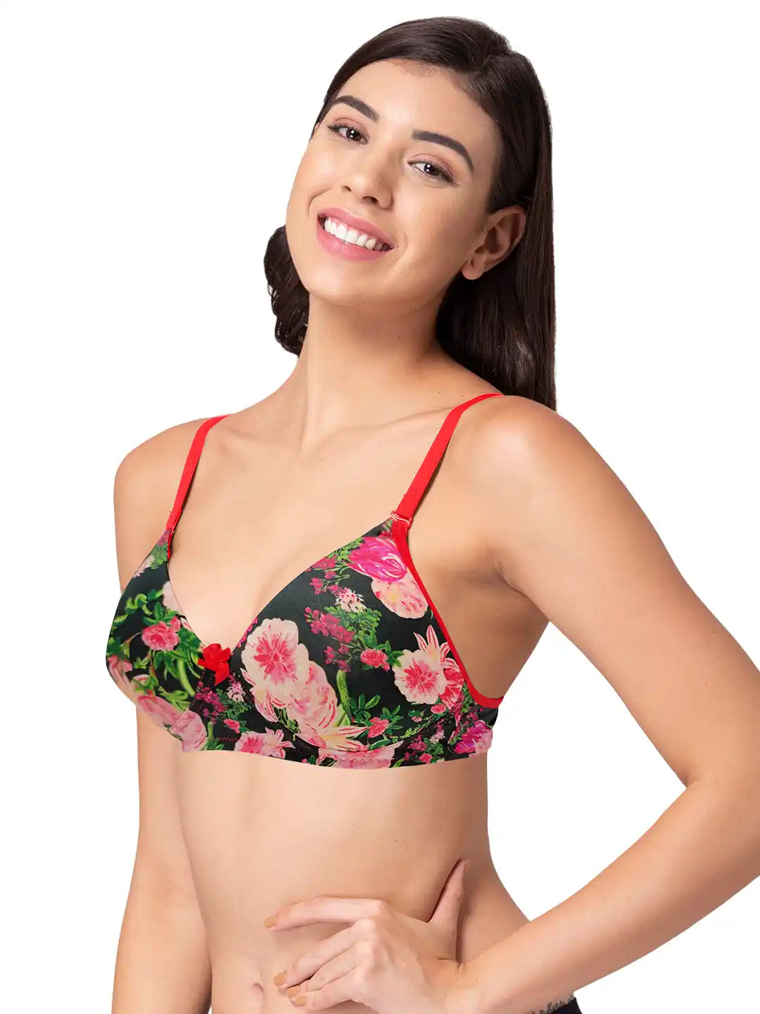 Sushme Backless Transparent Back Bra - Lightly Padded - Soft Polyamide Fabric - Seamless, Full Coverage, Multiway Straps - T-Shirt Bra (Sushme 19940-PRINTED)