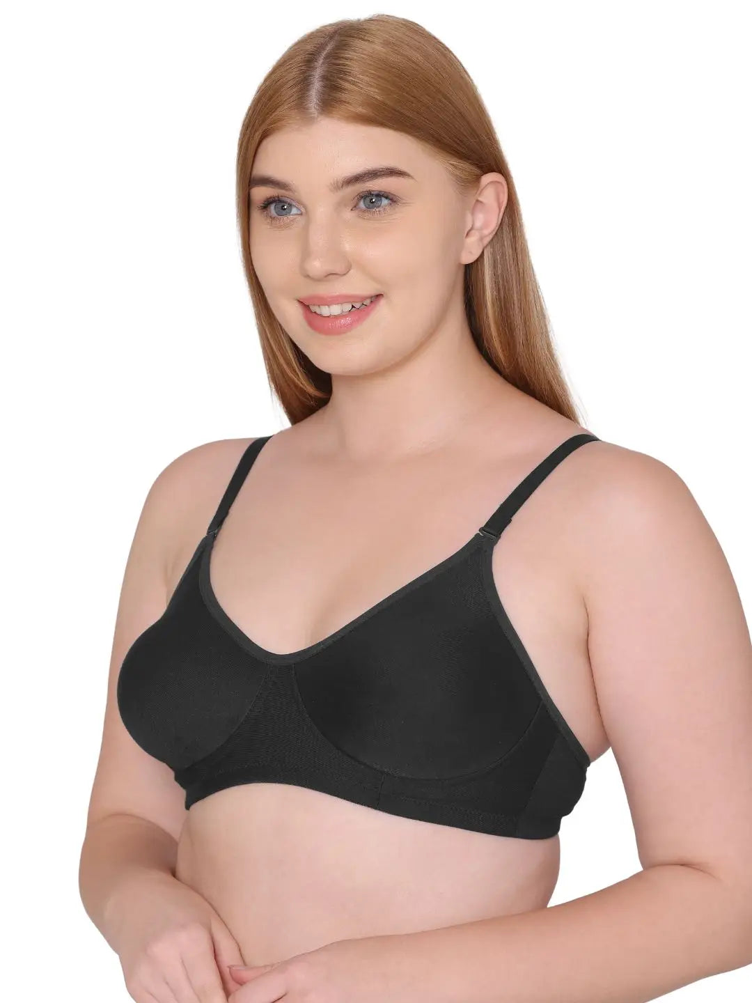 Sushme Non Padded Bra - Cotton Rich - Full Coverage, Wireless, Seamless, Multiway Straps - T-Shirt Bra (Sushme 91-BLK)