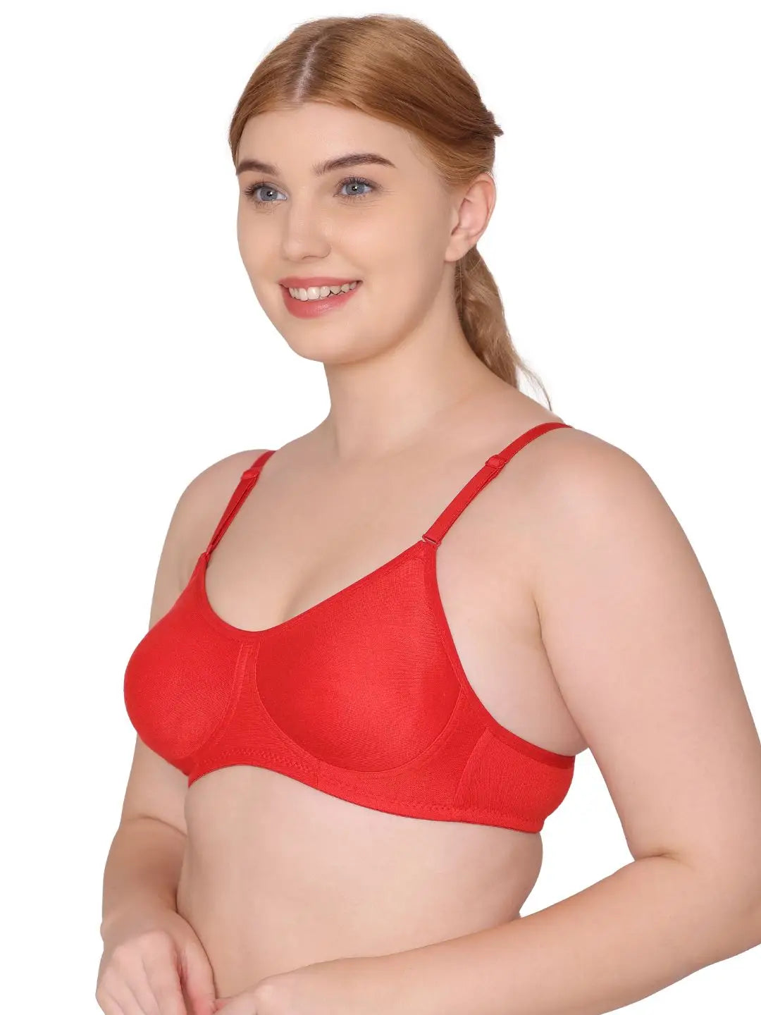 Sushme Non Padded Everyday Bra - Cotton Rich - Full Coverage, Wireless, Seamless, Multiway Straps - T-Shirt Bra (Sushme 83-RD)