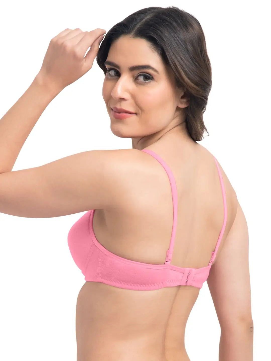 Sushme Super Soft Medium Padded Bra - Cotton Rich - Full Coverage - Wirefree - Multiway Straps - Seamless T-shirt Bra (Sushme 5413-BPK)
