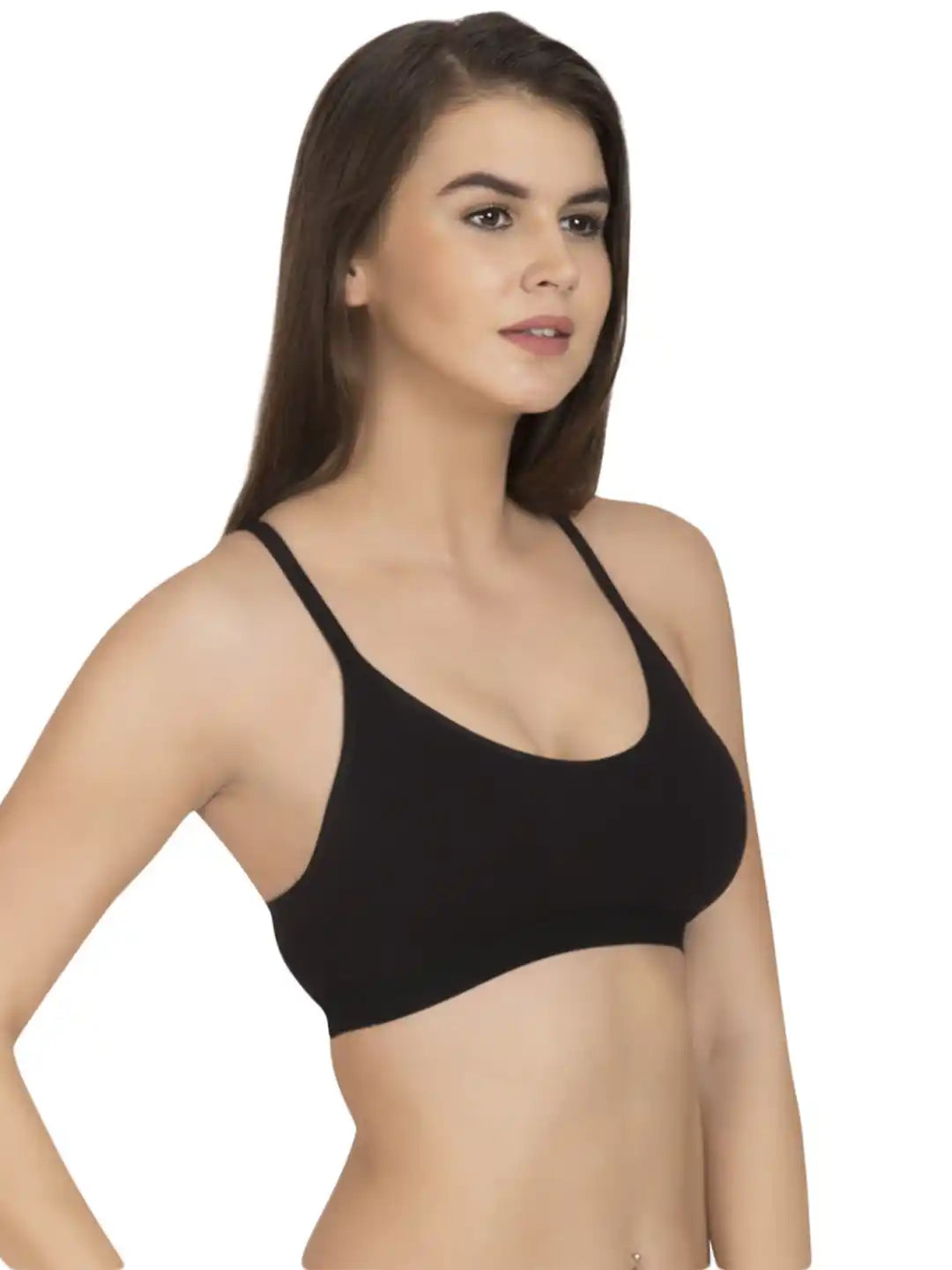 Sushme Beginners Sports Bra - Non Padded - Racer Back - Full Coverage - Wirefree, Seamless T-Shirt Bra (Sushme-314)