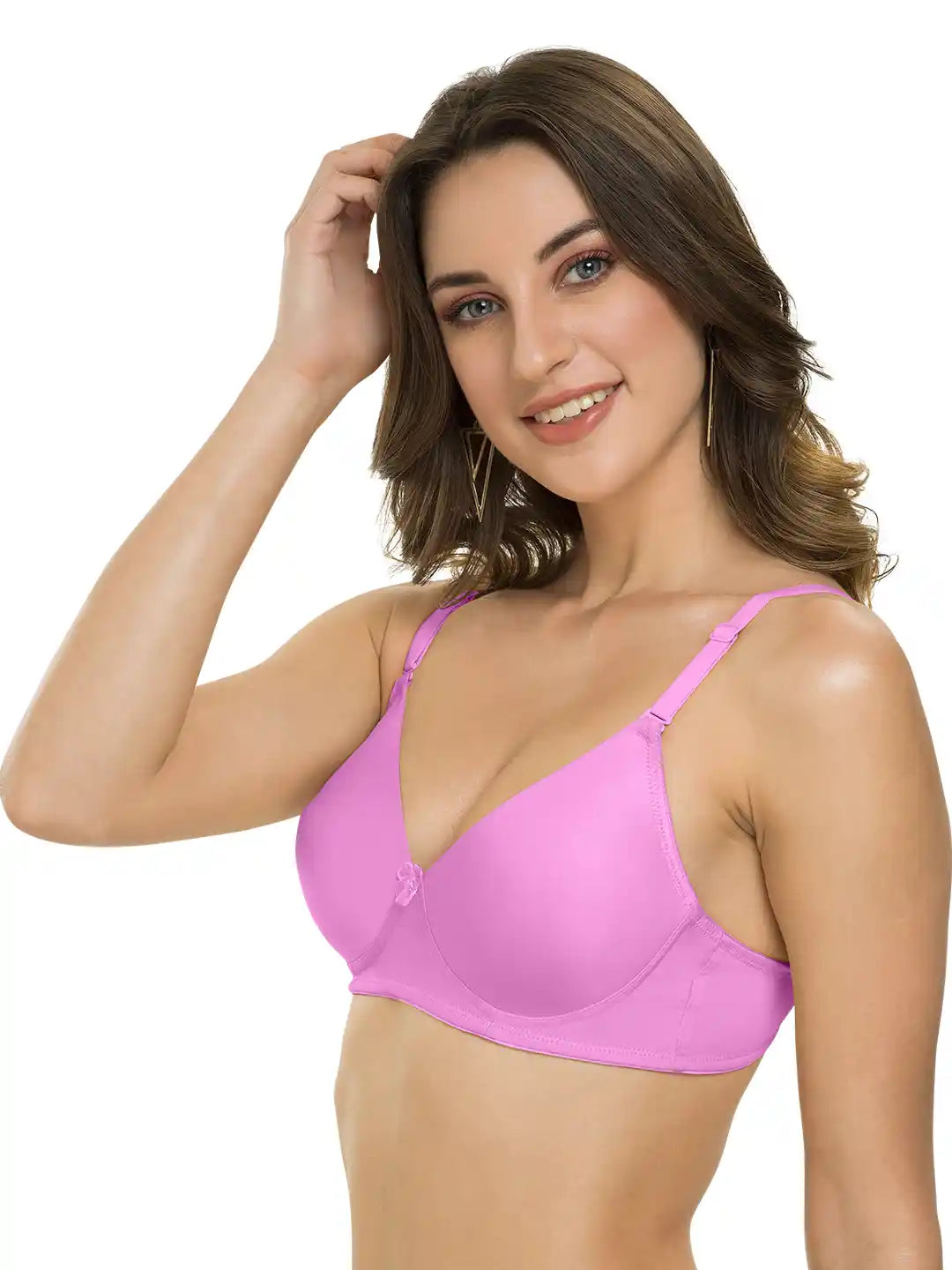 Sushme Heavily Padded Semi Push-Up Bra - Soft Polyamide Fabric - 3/4th Coverage, Wireless, Multiway Straps, Seamless - Everyday T-Shirt Bra (Sushme-199-MOV)