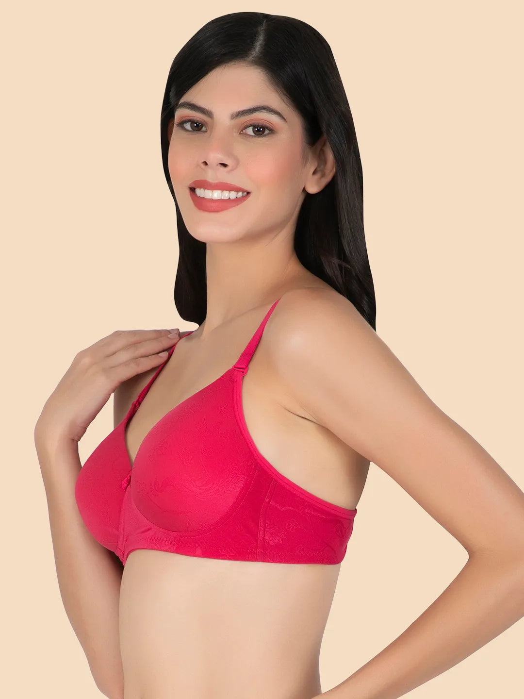 Tweens Women's Lightly Padded Full Coverage Designer Lace Bra- Available in B & C Cup Sizes, Wirefree, Rash-Free Straps (SUSHME 2513-DPK)