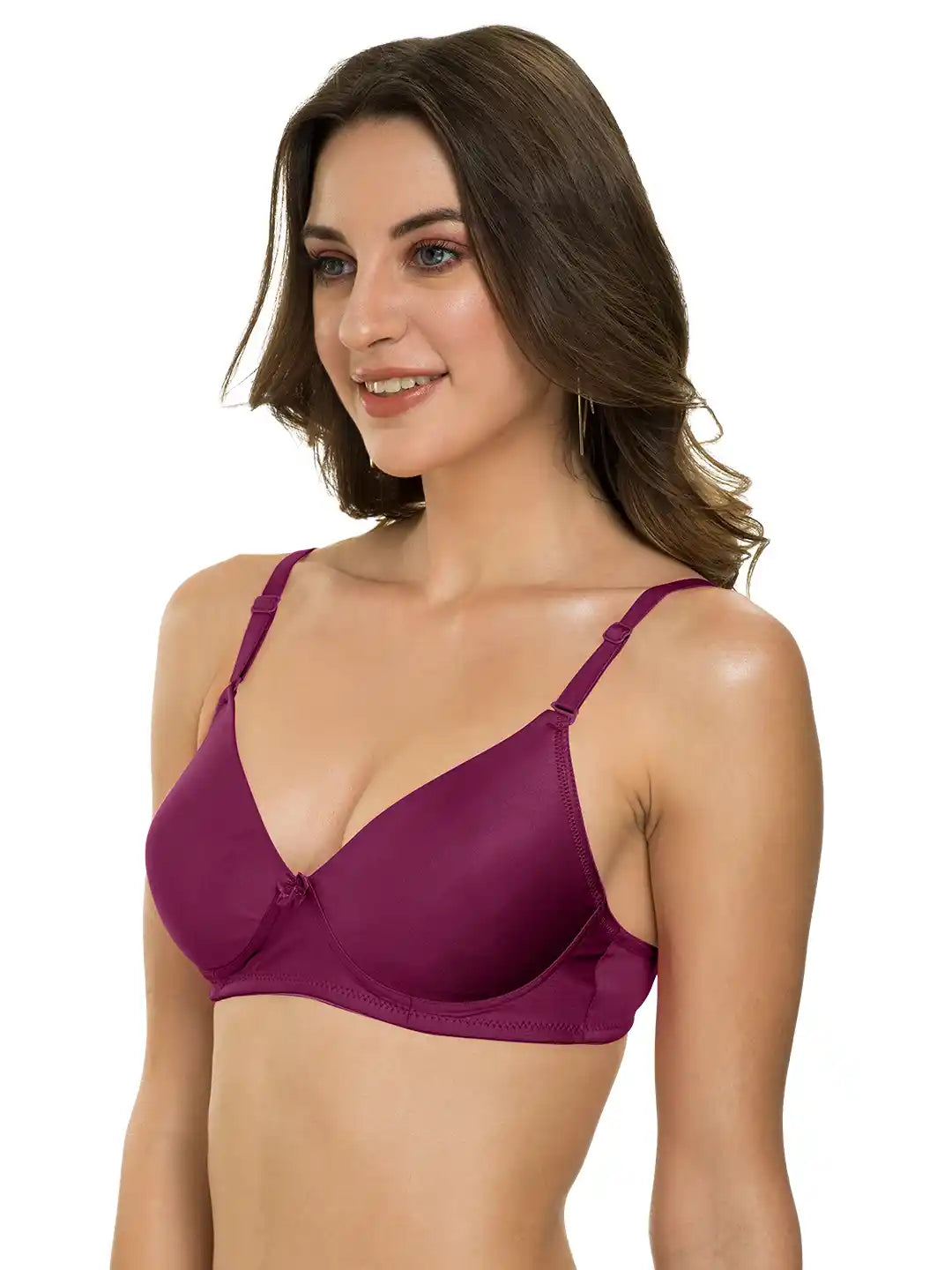 Sushme Heavily Padded Semi Push-Up Bra - Soft Polyamide Fabric - 3/4th Coverage, Wireless, Multiway Straps, Seamless - Everyday T-Shirt Bra (Sushme-199-MG)
