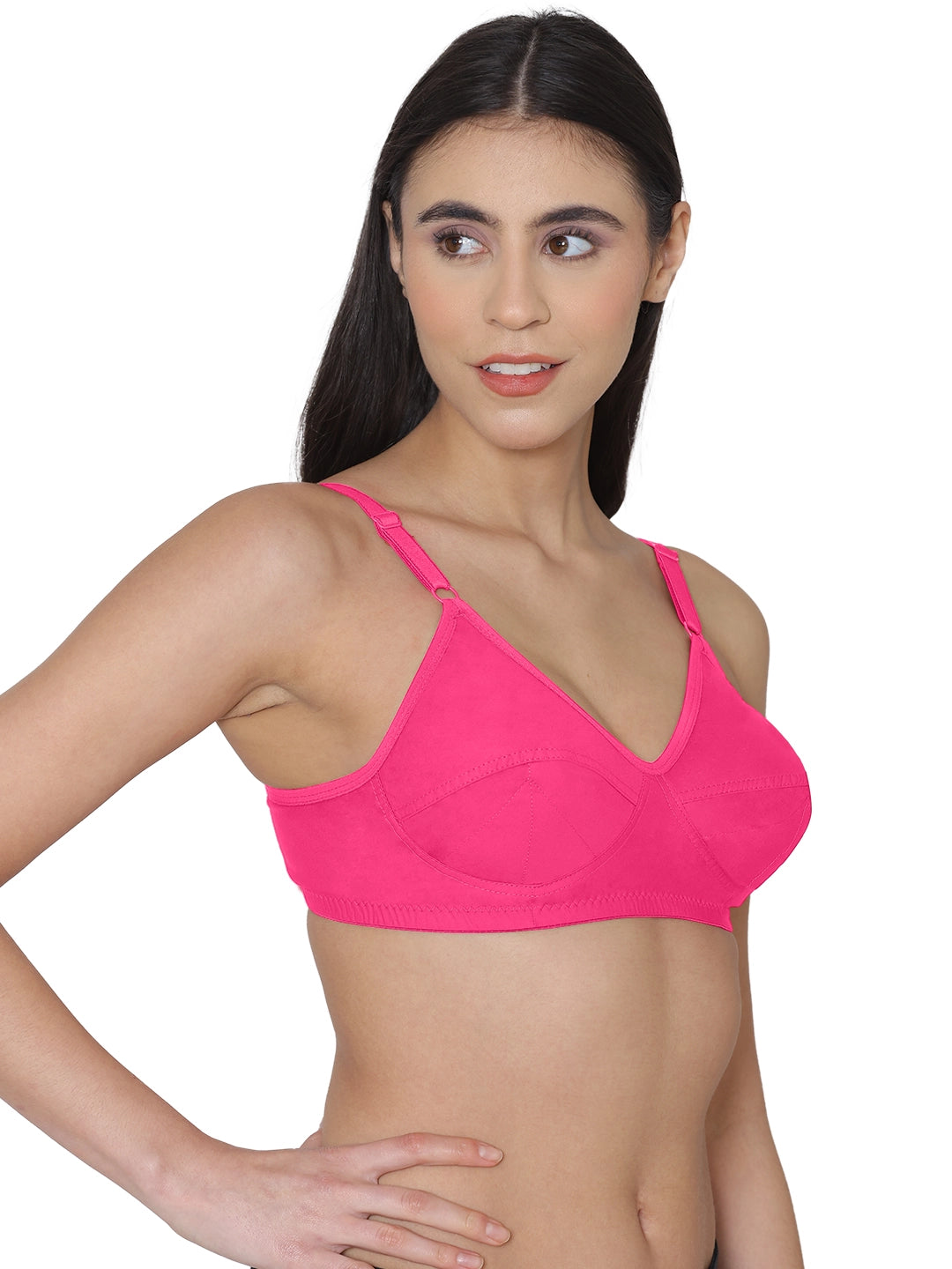 Sushme Minimiser Full Figure Bra - 100% Cotton - Non-Padded - Full Coverage, Wireless Seamed Bra (Sushme 375-DPK)