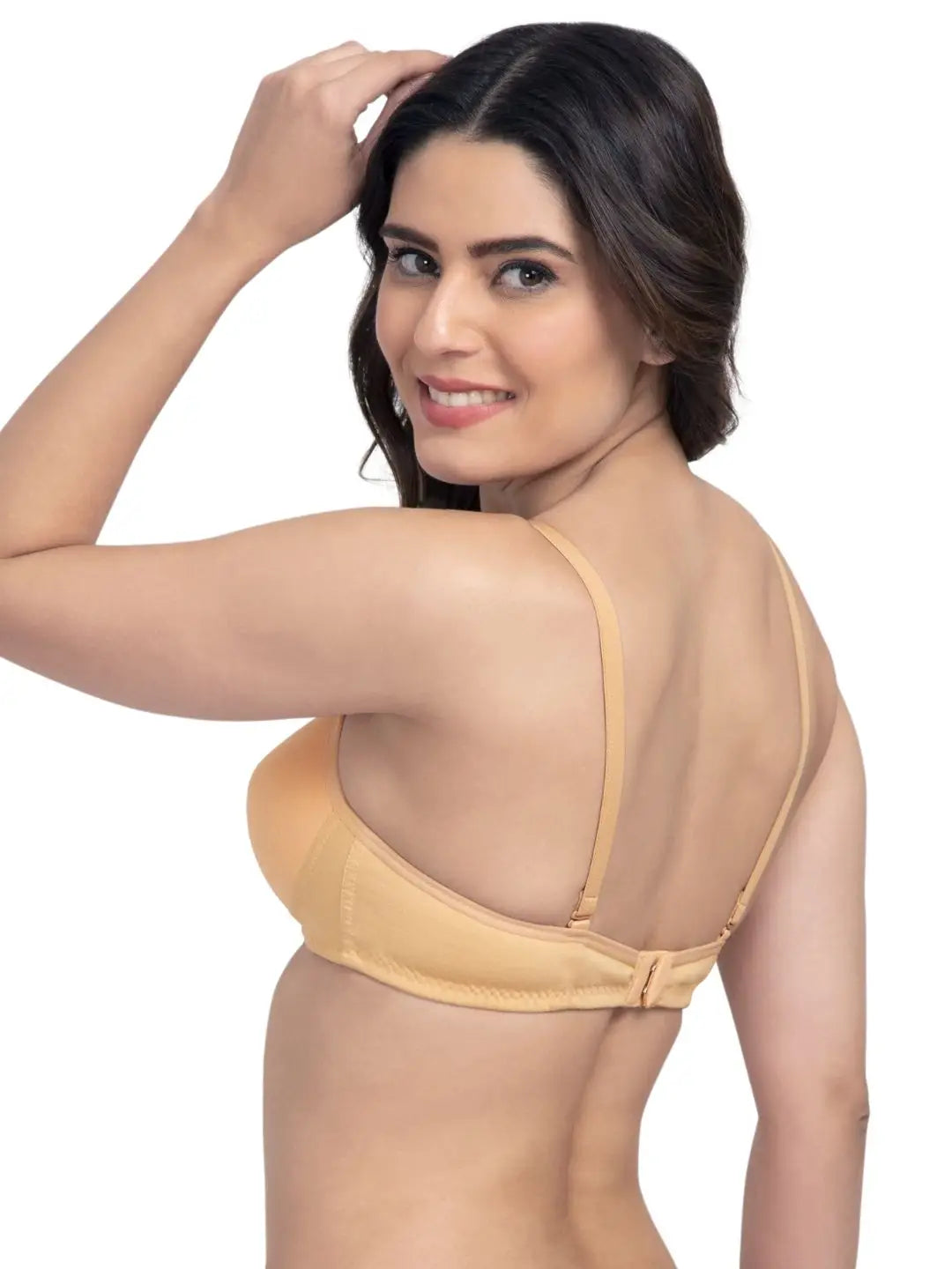 Sushme Super Soft Medium Padded Bra - Cotton Rich - Full Coverage - Wirefree - Multiway Straps - Seamless T-shirt Bra (Sushme 5413-SK)