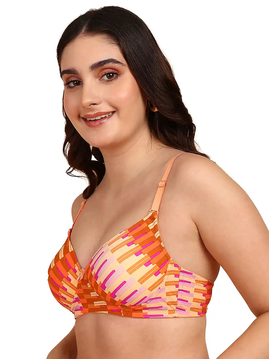 Sushme Backless Transparent Back Bra - Lightly Padded - Soft Polyamide Fabric - Seamless, Full Coverage, Multiway Straps - T-Shirt Bra (Sushme 19953-PRINTED)