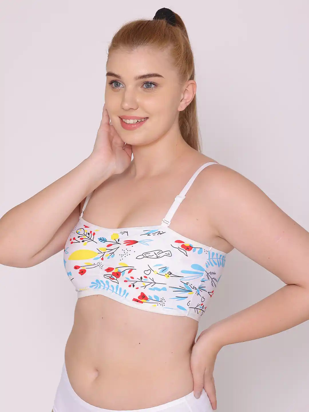 Sushme Minimiser Non Padded - 100% Cotton - U-Shaped Back - Full Coverage, Wirefree, Seamless T-Shirt Bra (Sushme TUBE BRA 279126-PRINTED)