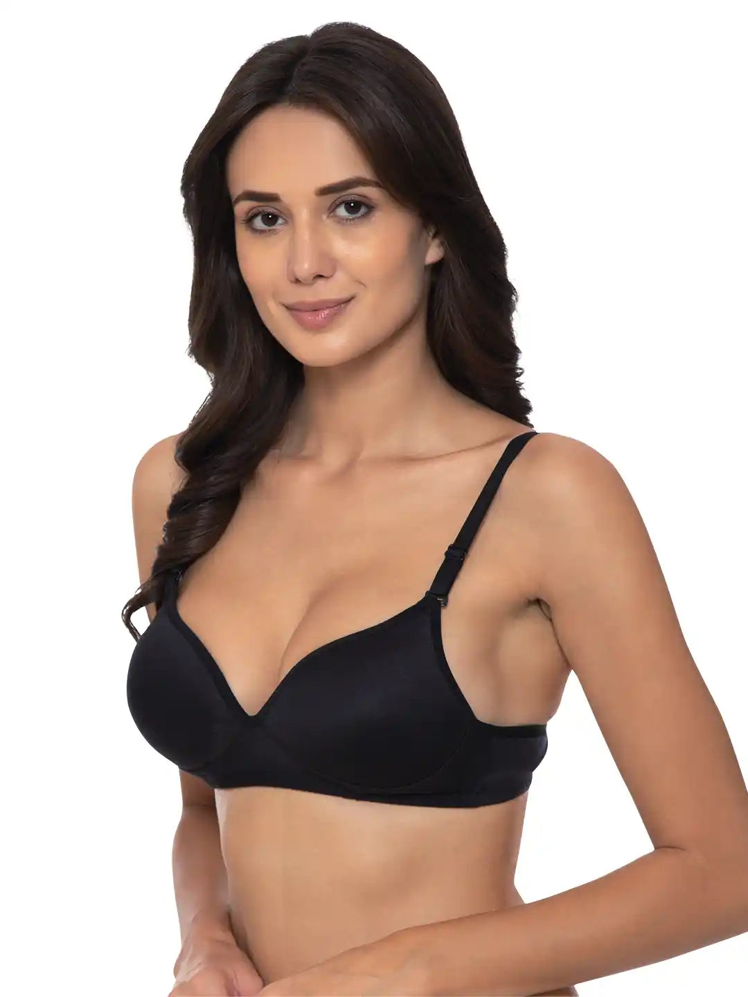 Sushme Heavily Padded Push-Up Bra - Cotton Rich - Balconette - 3/4th Coverage, Seamless, Wireless, Multiway Straps - T-Shirt Bra (Sushme 15-BLK)