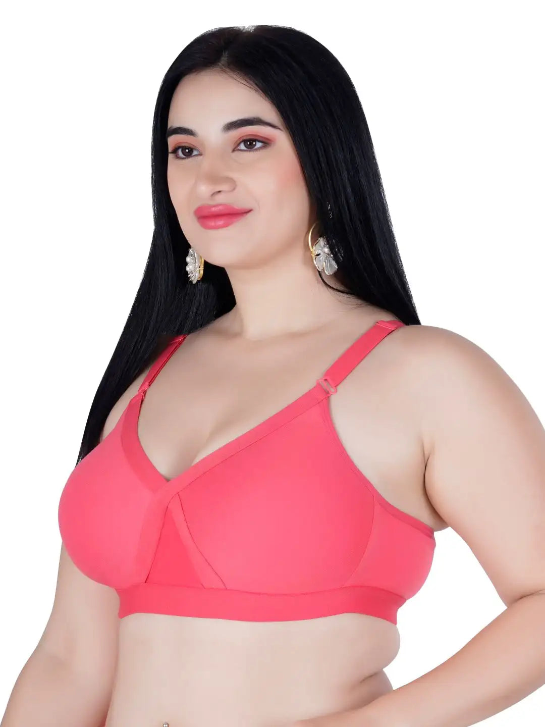 Sushme Lite Wite Medium Padded Cross-Design Plus-Size Bra | Full Coverage | Seamless Cotton Fabric | Wire-Free Comfort | Non-Adjustable Soft Straps | Hook-and-Eye Closure | Everyday Casual Wear (Sushme-340)