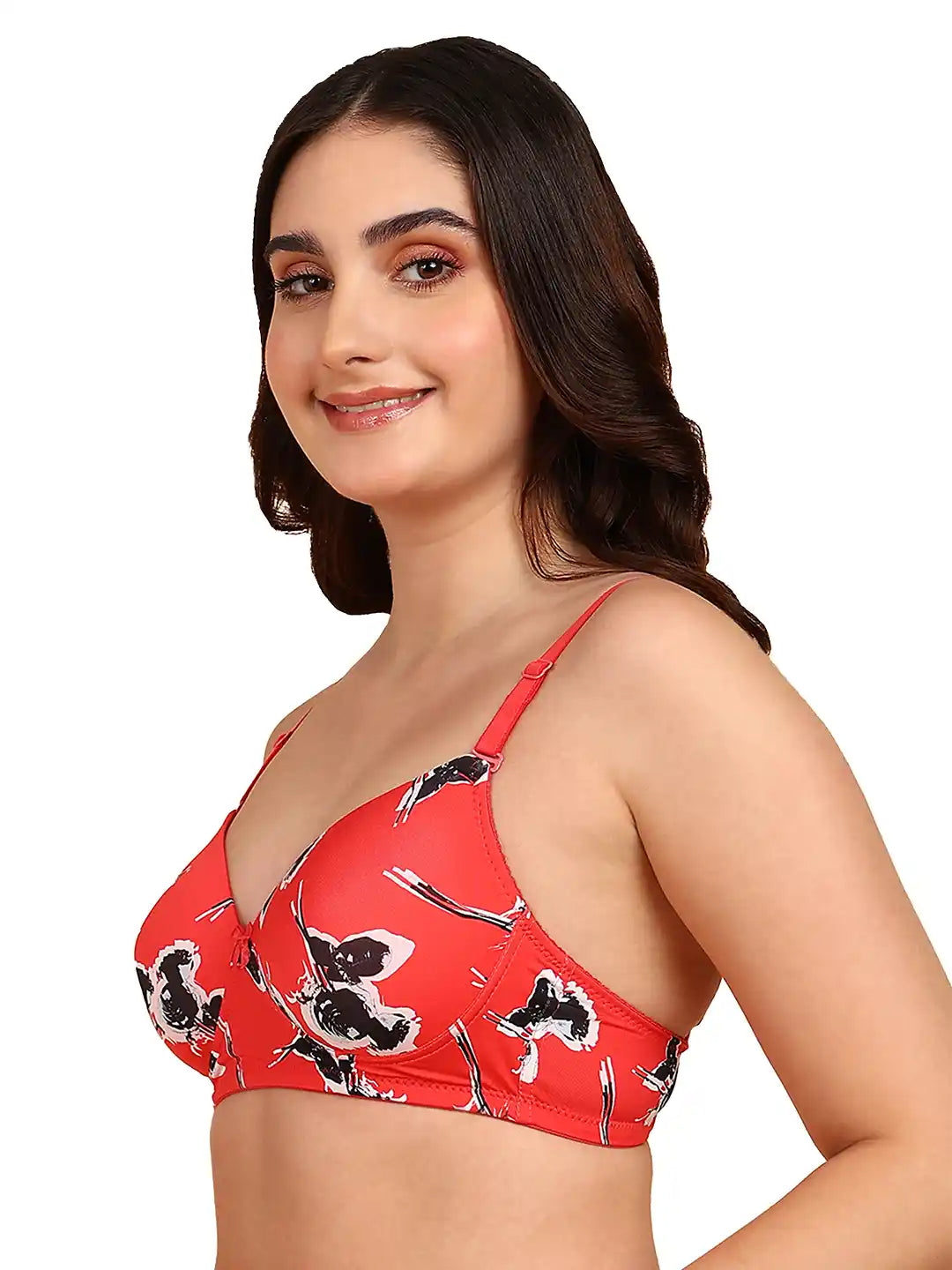 Sushme Backless Transparent Back Bra - Lightly Padded - Soft Polyamide Fabric - Seamless, Full Coverage, Multiway Straps - T-Shirt Bra (Sushme 19949-PRINTED)