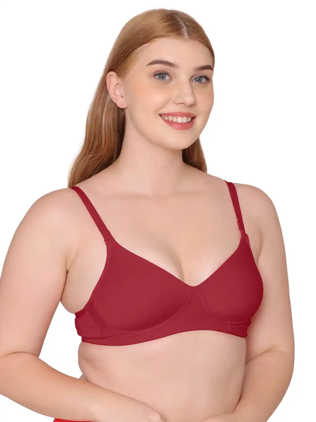 Sushme Lightly Padded Super Soft Bra - Cotton Rich - Full Coverage, Multiway Straps, Wireless, Seamless- T-Shirt Bra (Sushme 611-WIN)