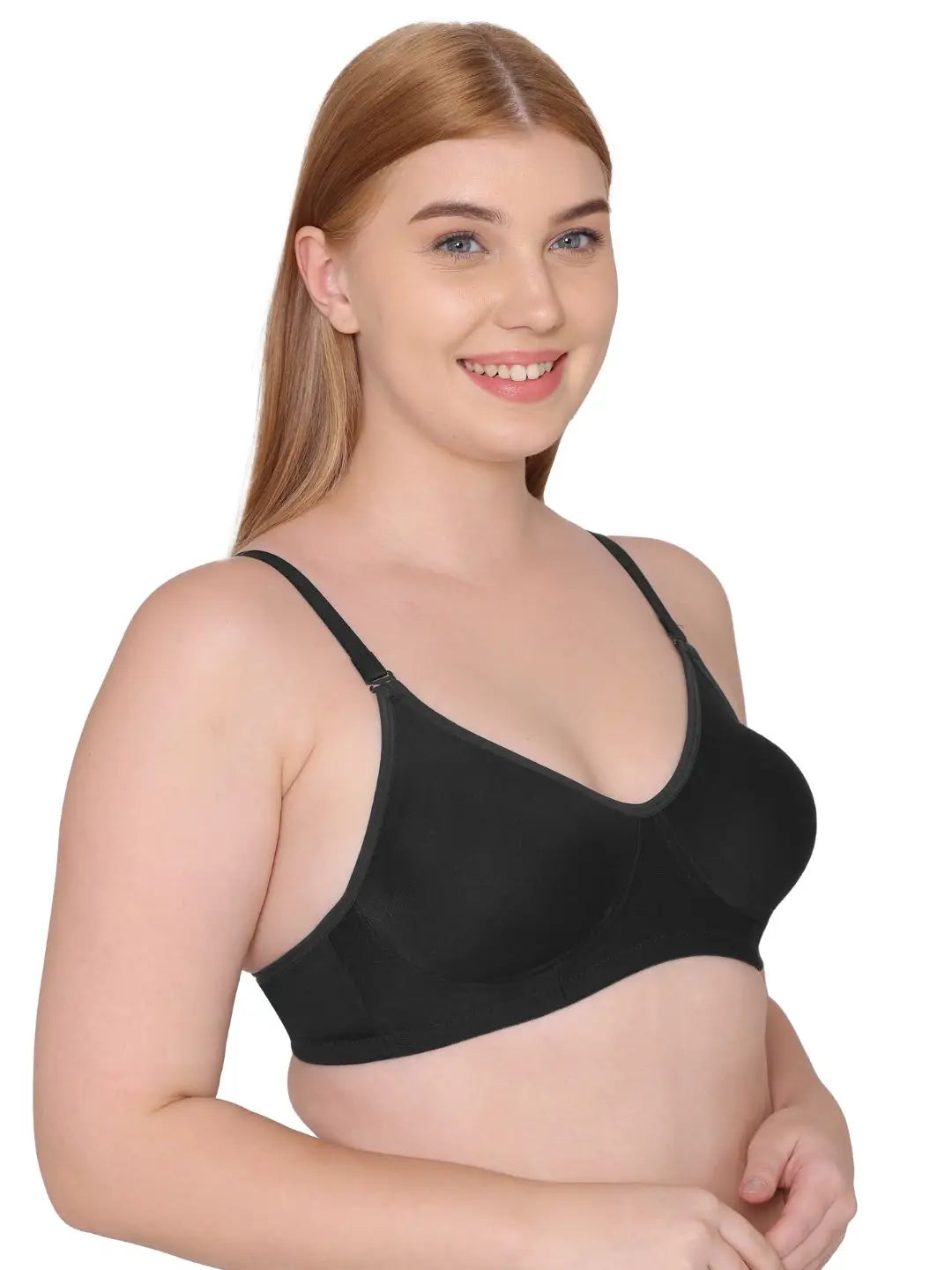 Sushme Non Padded Everyday Bra - Cotton Rich - Full Coverage, Wireless, Seamless, Multiway Straps - T-Shirt Bra (Sushme 83-BLK)