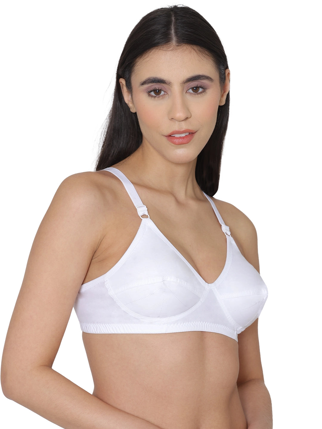 Sushme Minimiser Full Figure Bra - 100% Cotton - Non-Padded - Full Coverage, Wireless Seamed Bra (Sushme 375-WH)