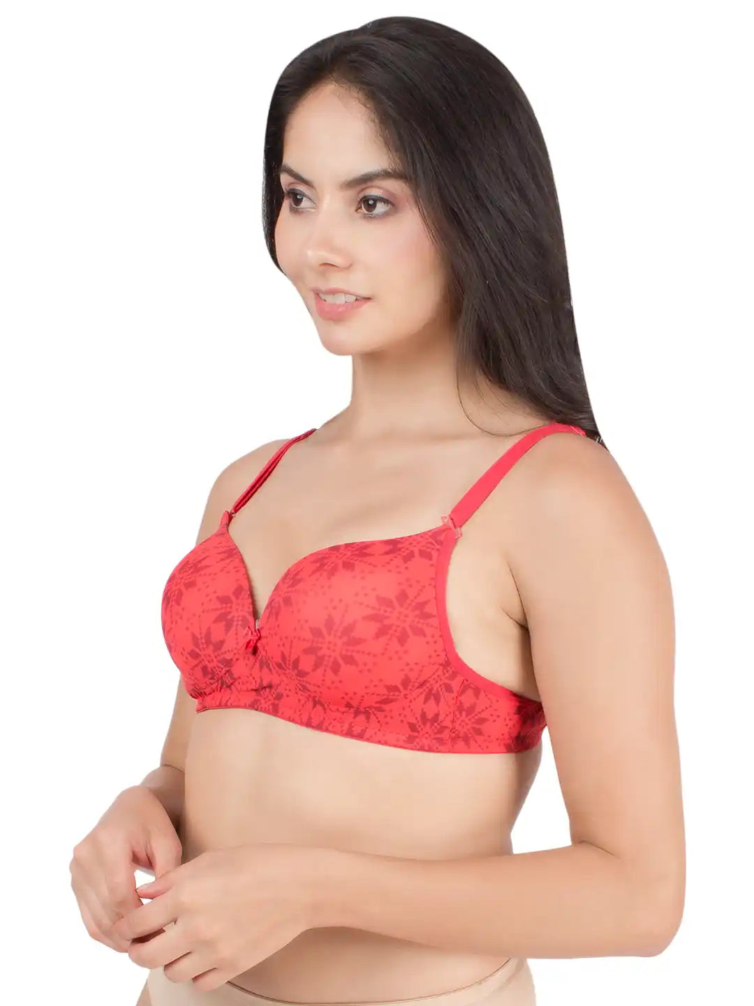 Sushme Medium Padded Cotton Rich Bra - Full Coverage, Seamless, Multiway Straps, Wirefree Everyday T-Shirt Bra (Sushme 15326-PRINTED)