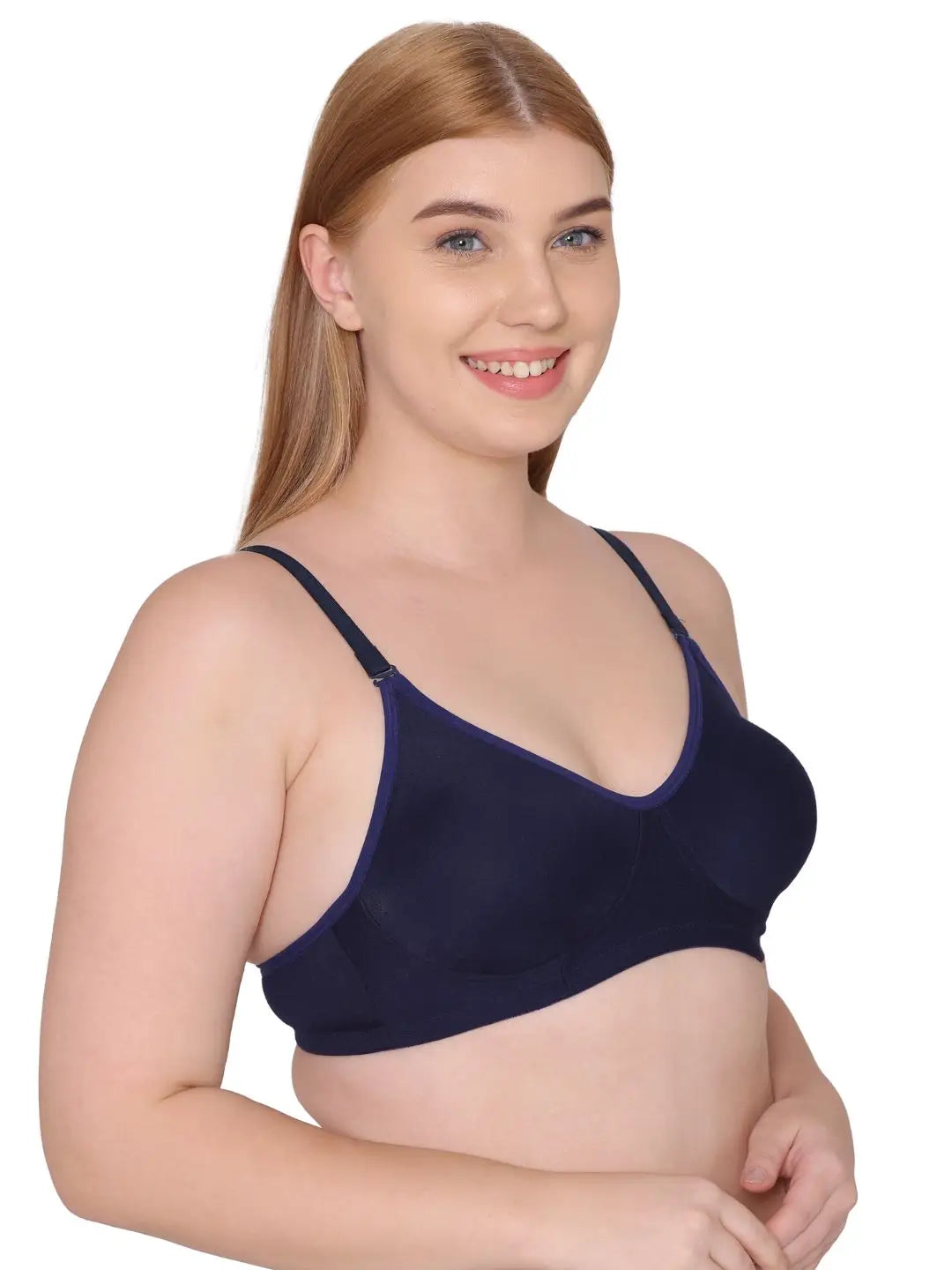 Sushme Non Padded Bra - Cotton Rich - Full Coverage, Wireless, Seamless, Multiway Straps - T-Shirt Bra (Sushme 91-NBLU)