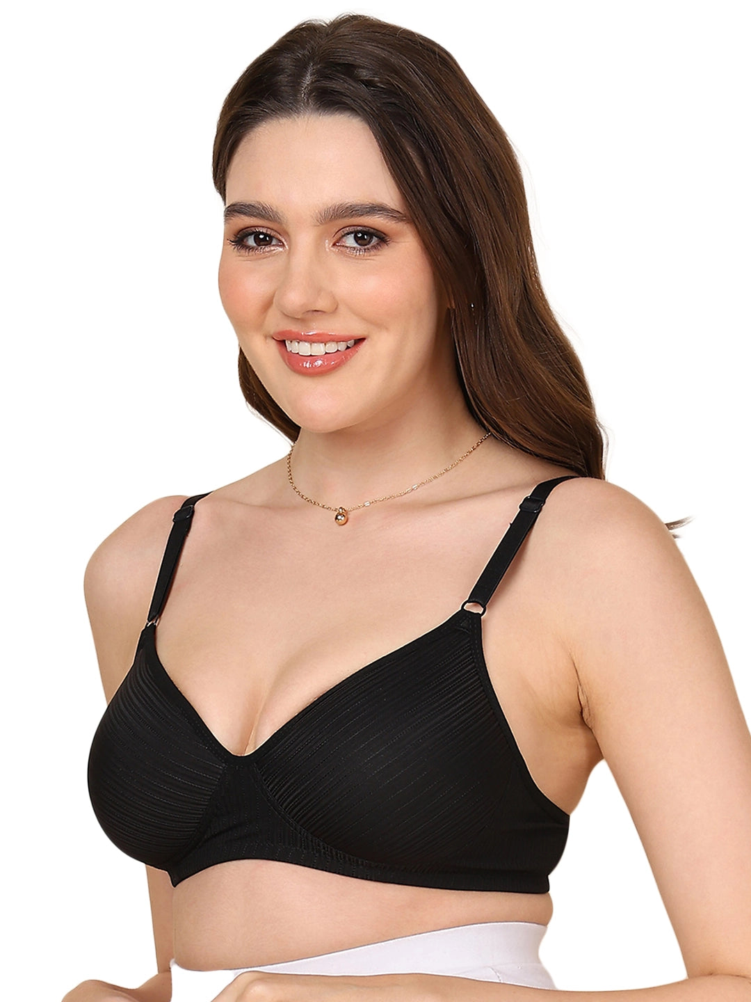 Sushme Lightly Padded Stripe-Print Full Coverage Bra | Non-Wired | Everyday Comfort | Regular Back (Sushme 5415)
