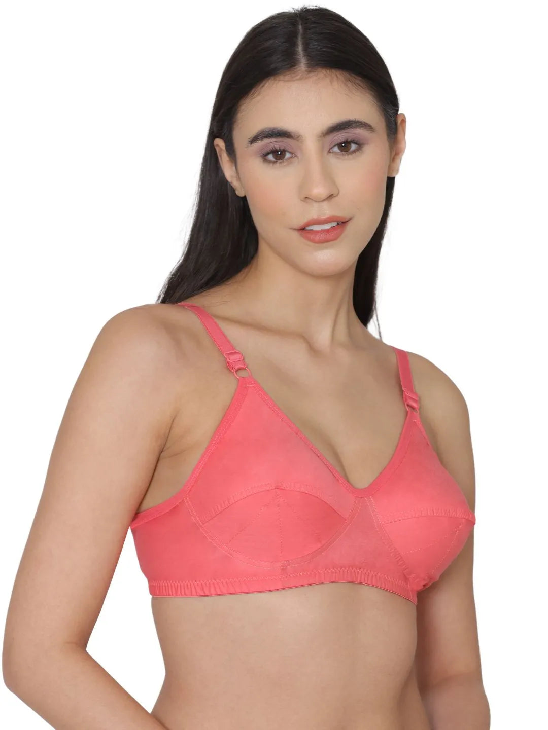Sushme Minimiser Full Figure Bra - 100% Cotton - Non-Padded - Full Coverage, Wireless Seamed Bra (Sushme 375-CRL)