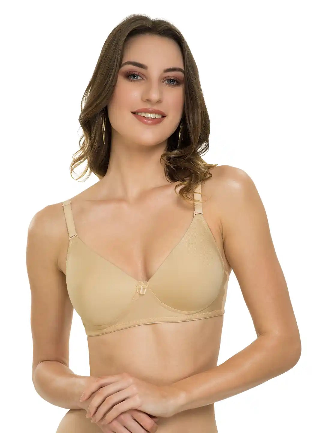Sushme Heavily Padded Semi Push-Up Bra - Soft Polyamide Fabric - 3/4th Coverage, Wireless, Multiway Straps, Seamless - Everyday T-Shirt Bra (Sushme-199-SK)