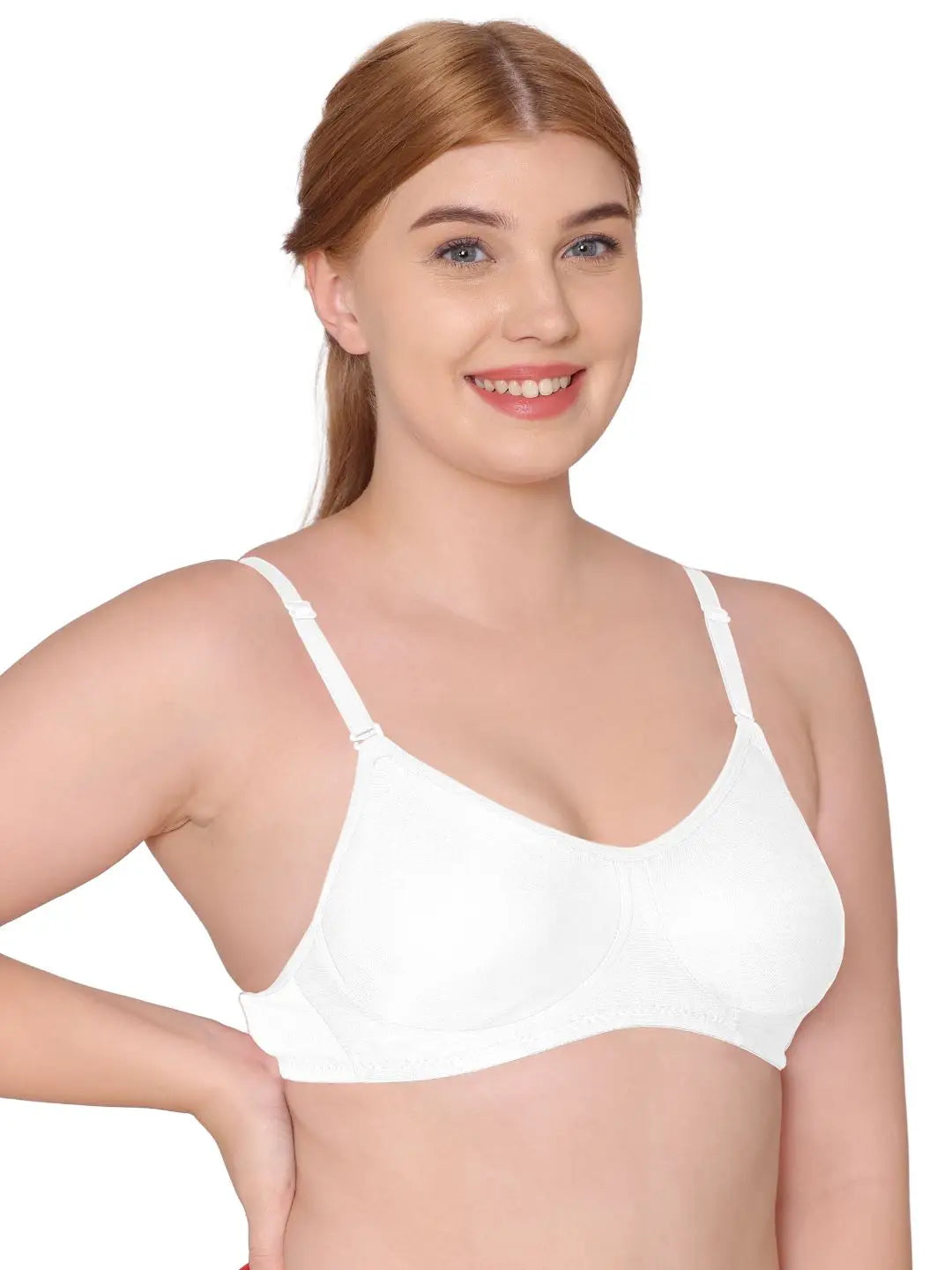 Sushme Non Padded Bra - Cotton Rich - Full Coverage, Wireless, Seamless, Multiway Straps - T-Shirt Bra (Sushme 91-WH)