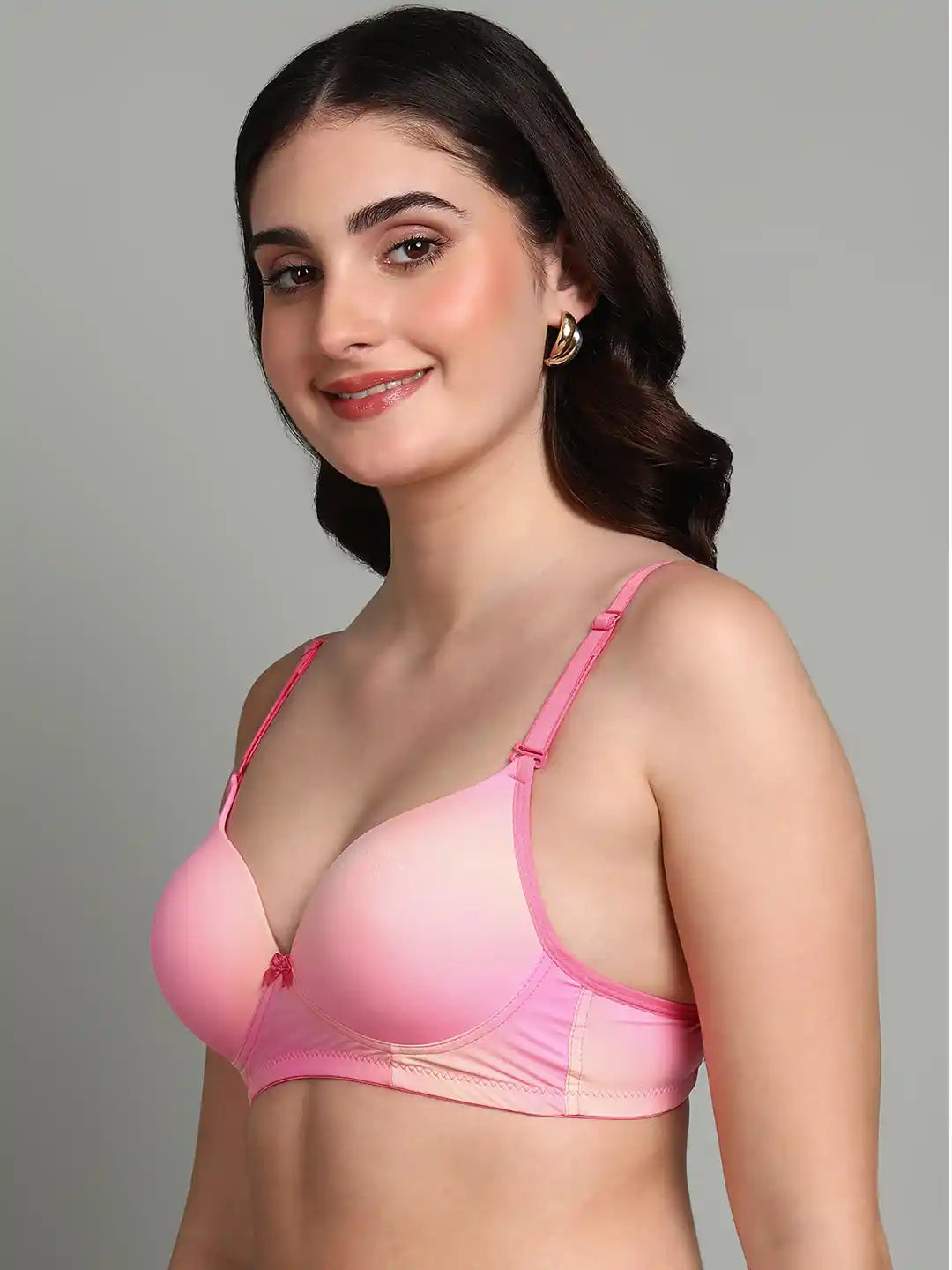Sushme Medium Padded Cotton Rich Bra - Full Coverage, Seamless, Multiway Straps, Wirefree Everyday T-Shirt Bra (Sushme 15337-PRINTED)