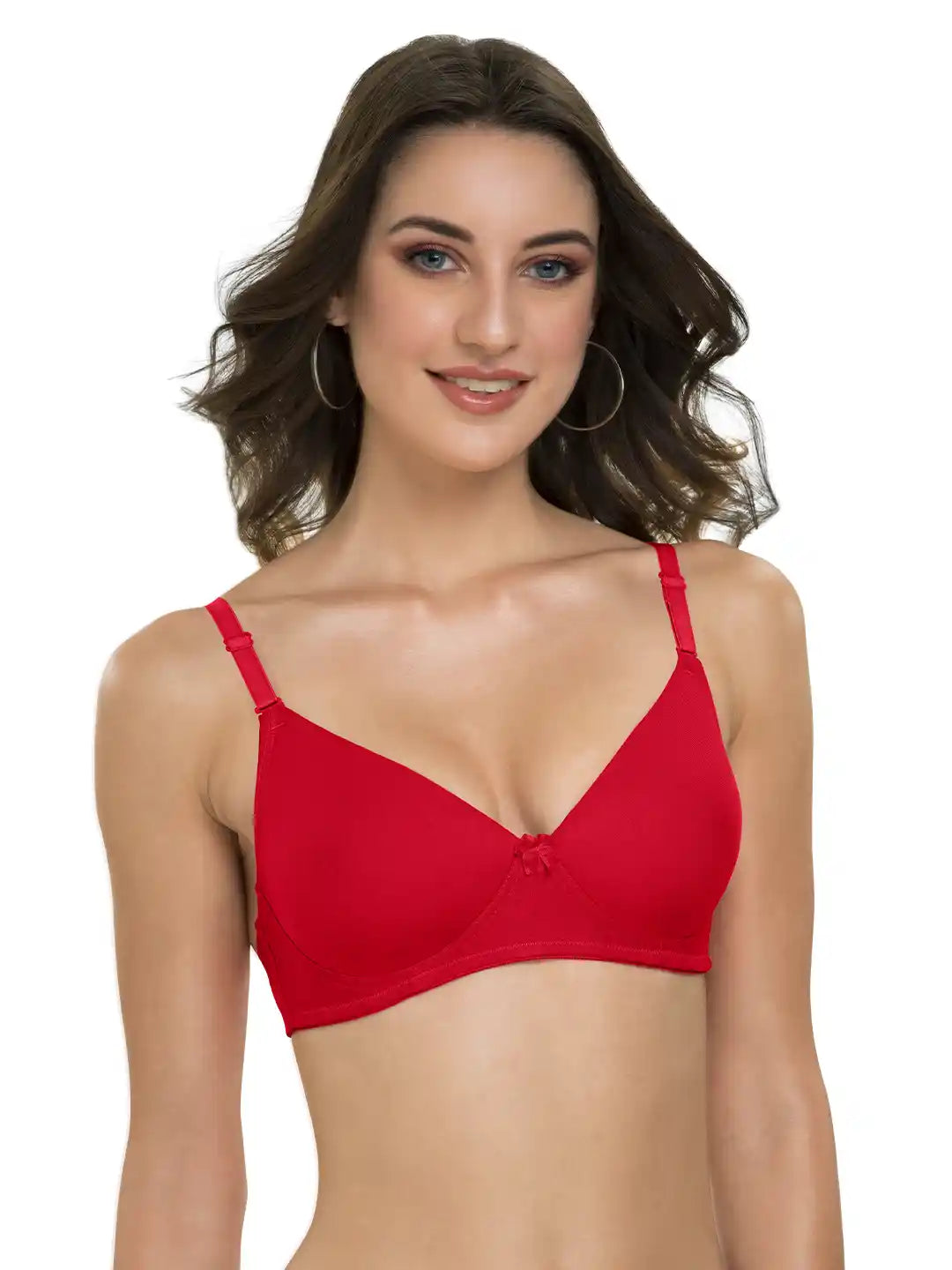 Sushme Lightly Padded Bra - Cotton Rich - Seamless, Full Coverage, Multiway Straps, Wirefree Everyday T-Shirt Bra (Sushme-1570-RD)