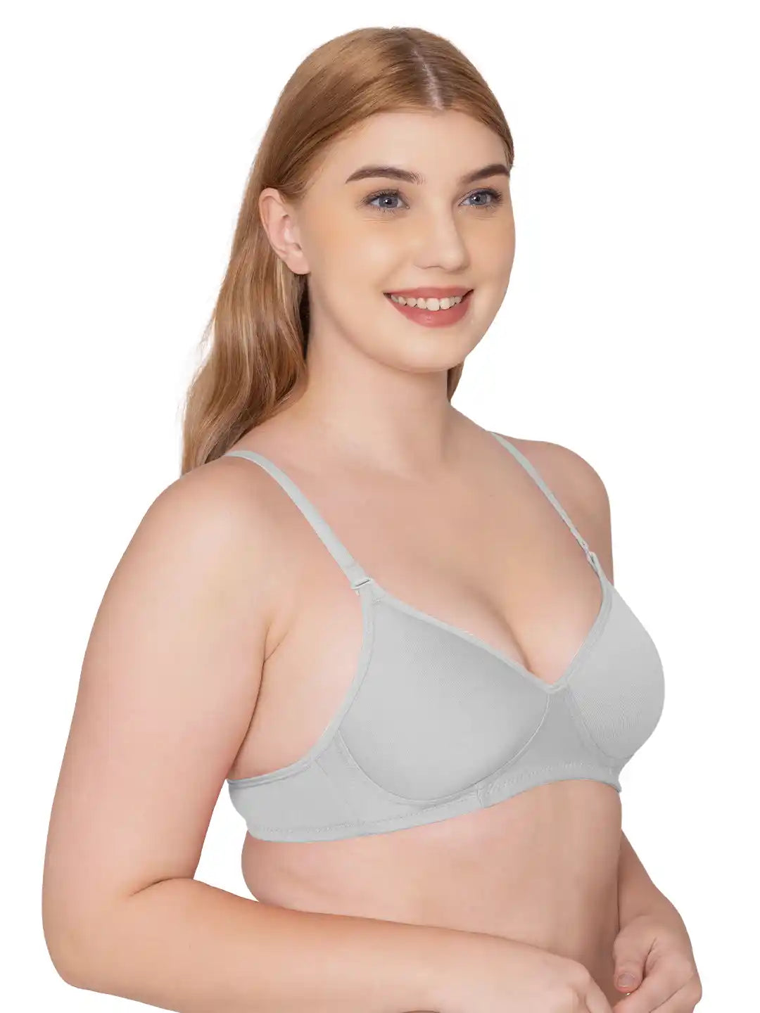 Sushme Super Soft Medium Padded Bra - Cotton Rich Fabric - Full Coverage, Multiway Straps, Wirefree, Seamless T-Shirt Bra (Sushme 5555-GRY)