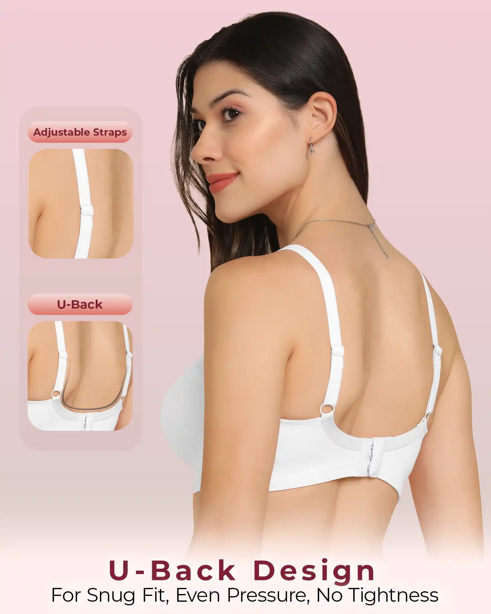 Sushme Invisi-Soft Easy-Fit Seamless Bonded Lightly Padded Bra | Full Coverage | Elastic-Free Comfort | Wire-Free | Elastic-Free Side Wings | B. C. D Cup Sizes(Sushme IS-1013-WH)