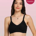 Sushme Invisi-Soft Easy-Fit Seamless Bonded Lightly Padded Bra | Full Coverage | Elastic-Free Comfort | Wire-Free | Elastic-Free Side Wings | B. C. D Cup Sizes(Sushme IS 1013-BLK)