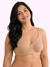 Cotton Non-Padded Plus-Size Full Coverage Bonded Bra | Broad Straps | Hidden Concealer (SUS-401) (Fawn)