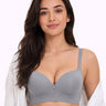 Polyamide Level-2 Padded Push-Up Maximiser Bonded Bra | 3/4th Coverage | Wire-free Comfort, No Marks, No Rashes SUS-IS-5107 (Grey)