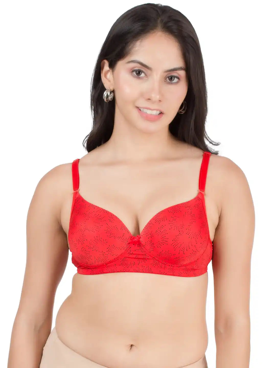 Sushme Medium Padded Cotton Rich Bra - Full Coverage, Seamless, Multiway Straps, Wirefree Everyday T-Shirt Bra (Sushme 15325-PRINTED)