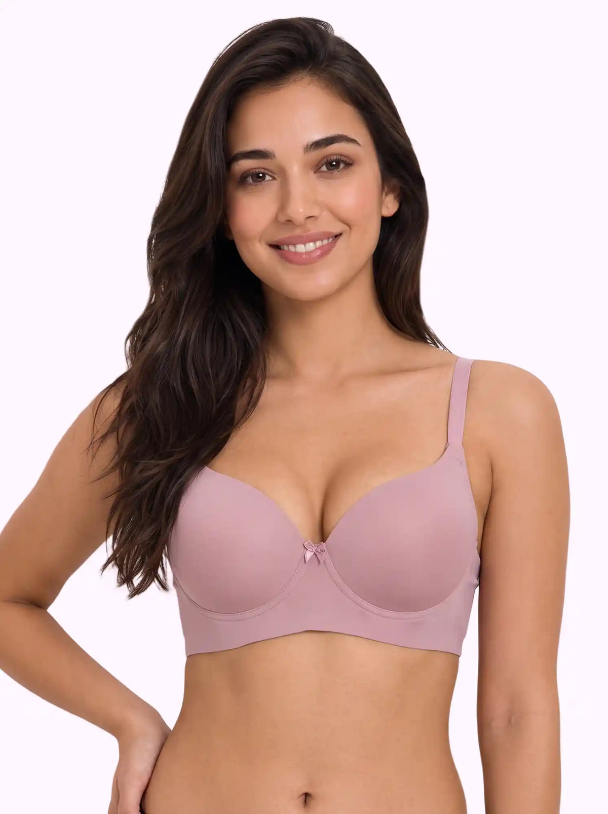 Polyamide Level-3 Padded Push-Up Bonded Bra | 3/4th Coverage | Wire-free Comfort, No Marks, No Rashes (SUS-IS-5301) (Plum)