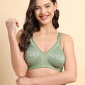 Sushme Non-Padded Printed Lace Minimiser Bra | Full Coverage | Wire-Free | Adjustable Straps | Hook & Eye Closure | Everyday Comfort & Natural Shaping (Sushme F-1187)